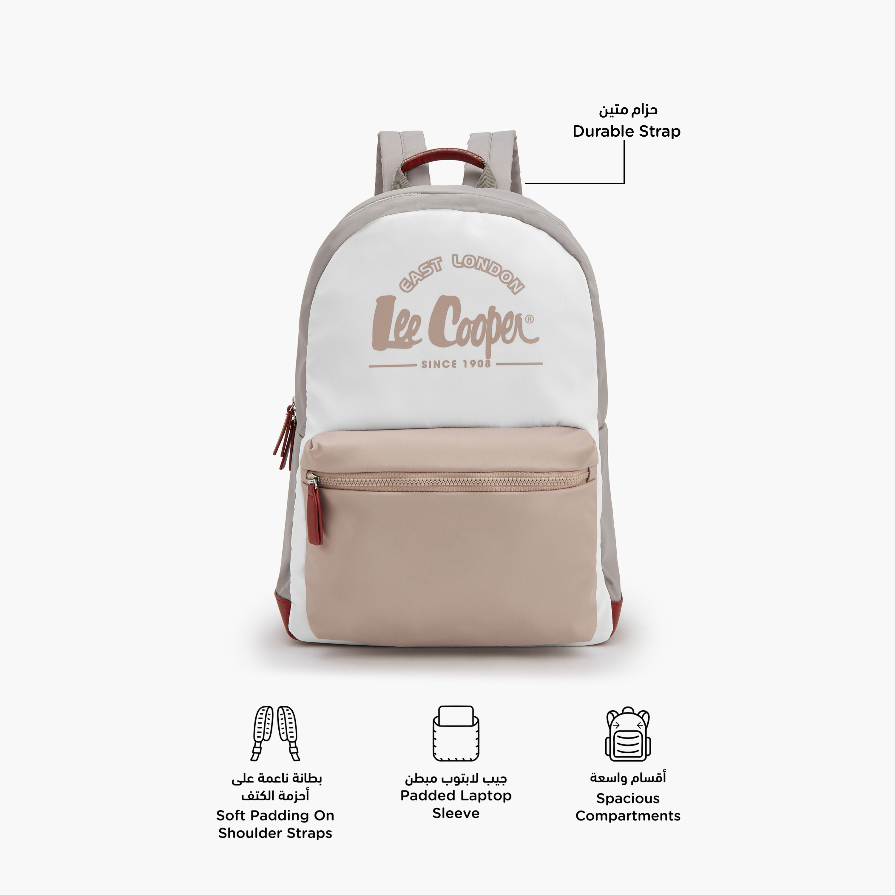 شنطة ظهر بطبعات شعار وجيب أمامي من لي كوبر-women-bagsandwallets-backpacks-image-2