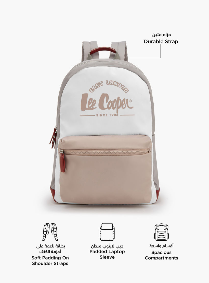 شنطة ظهر بطبعات شعار وجيب أمامي من لي كوبر-women-bagsandwallets-backpacks-image-2