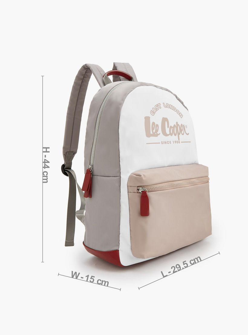شنطة ظهر بطبعات شعار وجيب أمامي من لي كوبر-women-bagsandwallets-backpacks-image-5