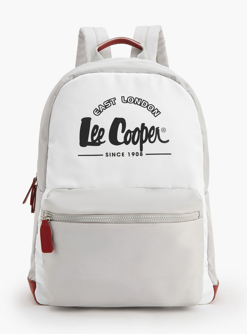 شنطة ظهر بطبعات شعار وجيب أمامي من لي كوبر-women-bagsandwallets-backpacks-image-1