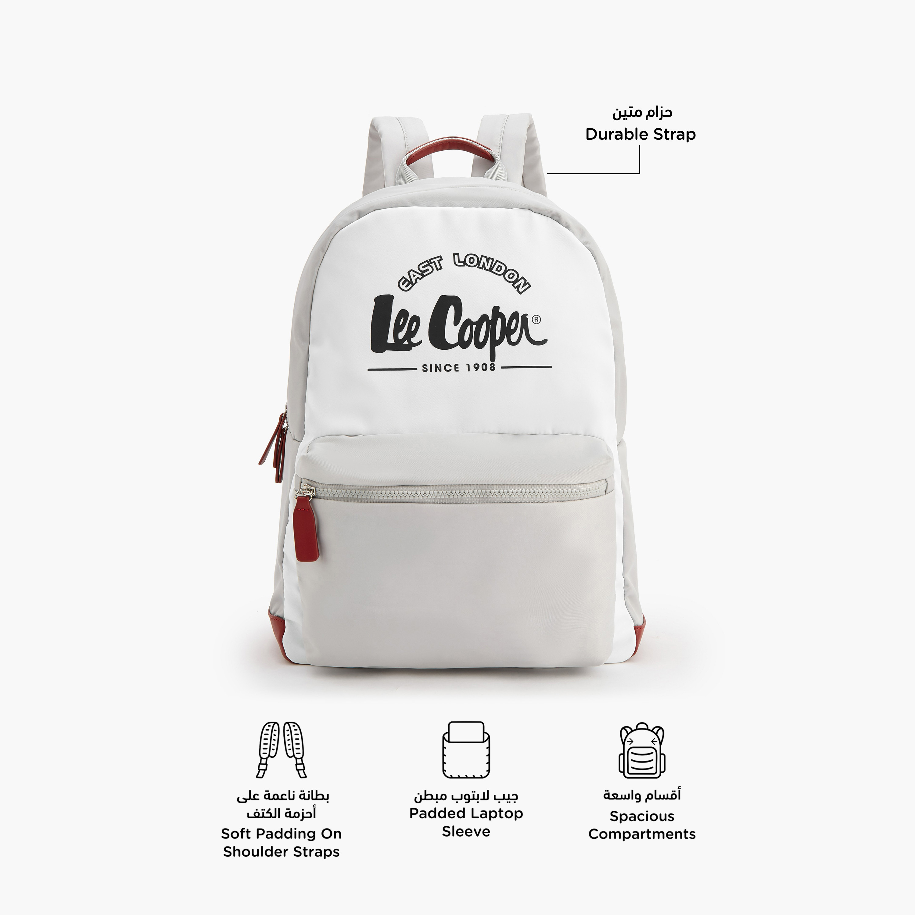 شنطة ظهر بطبعات شعار وجيب أمامي من لي كوبر-women-bagsandwallets-backpacks-image-2