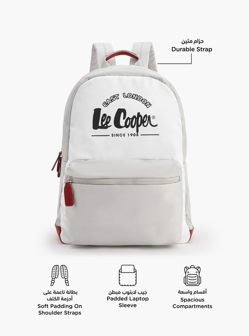 شنطة ظهر بطبعات شعار وجيب أمامي من لي كوبر-women-bagsandwallets-backpacks-image-2