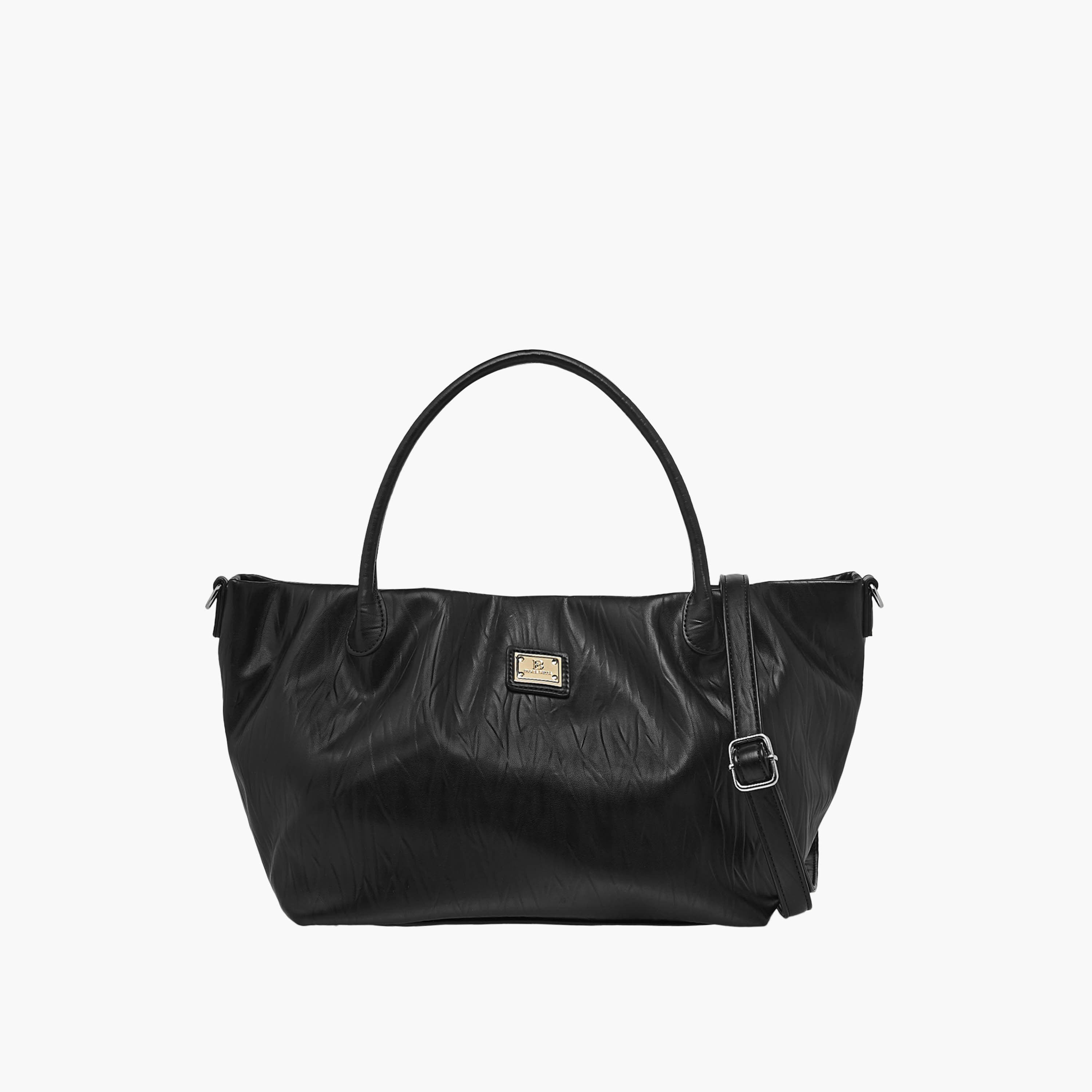 Flora Bella Textured Tote Bag with Double Handle and Detachable Shoulder Strap-women-bagsandwallets-handbags-image-1