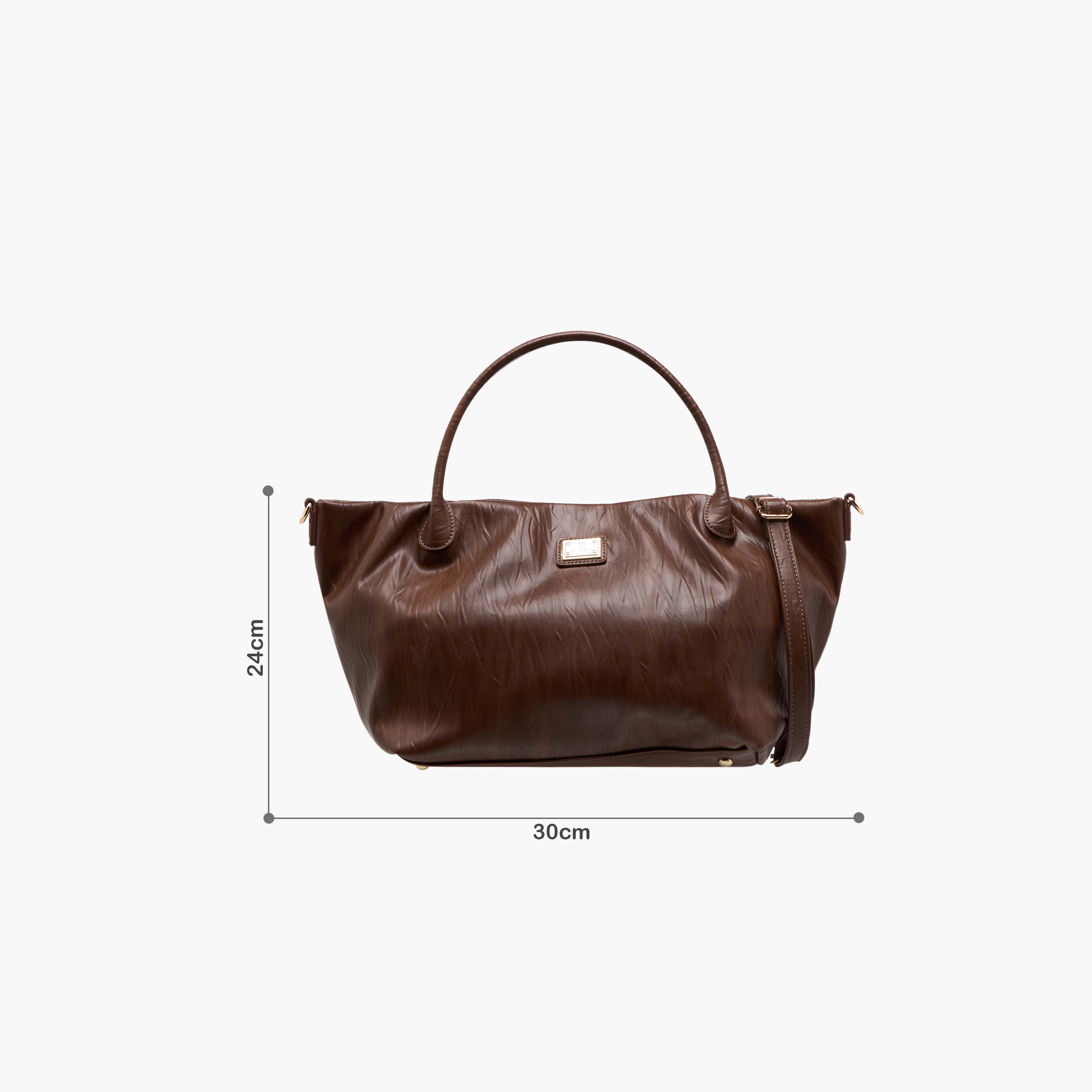 Flora Bella Textured Tote Bag with Double Handle and Detachable Shoulder Strap-women-bagsandwallets-handbags-image-2
