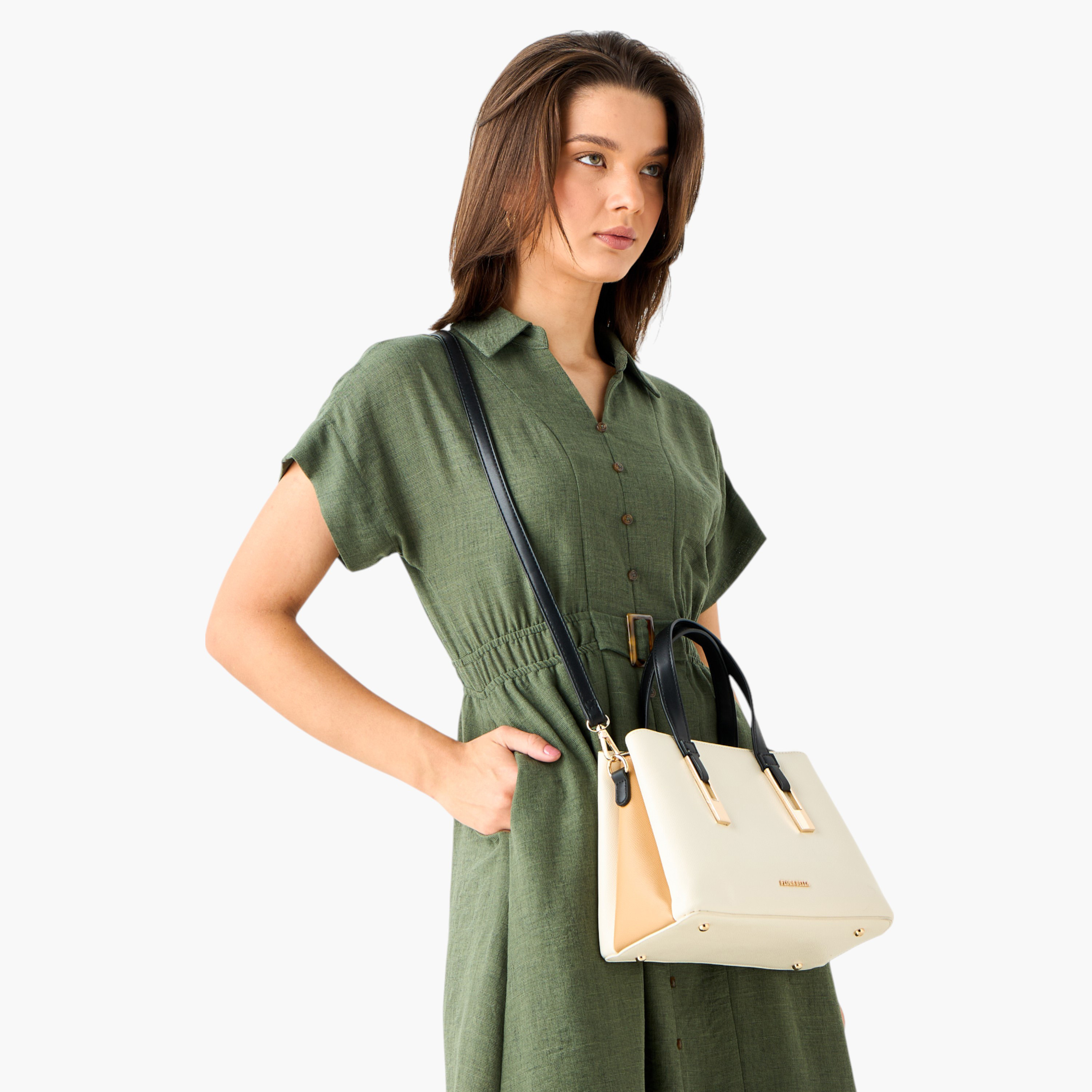 Flora Bella Solid Tote Bag with Double Handles and Detachable Strap-women-bagsandwallets-handbags-image-3