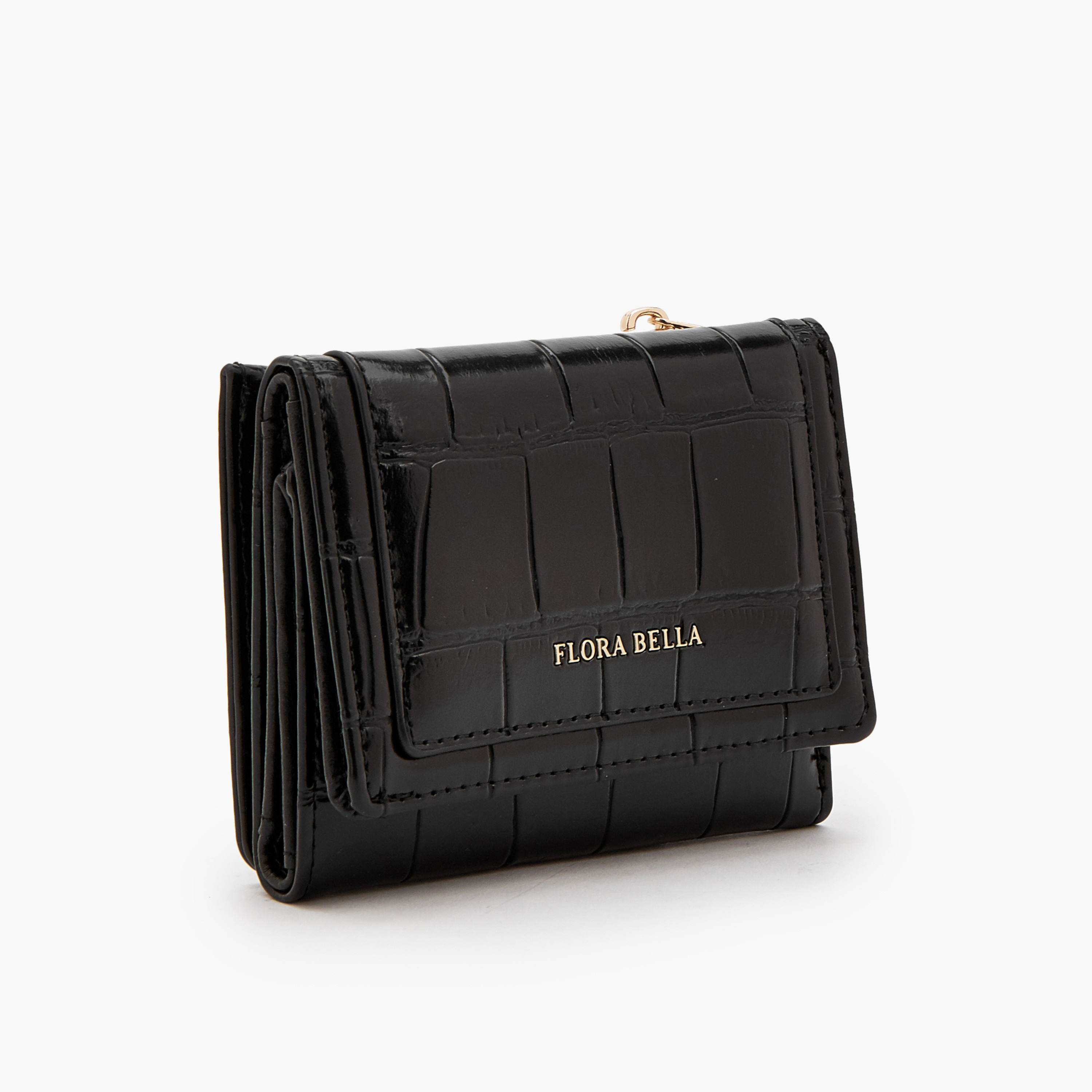 محفظة بطية ثلاثية بارزة الملمس بجيب بسحّاب من فلورا بيلا-women-bagsandwallets-wallets-image-3