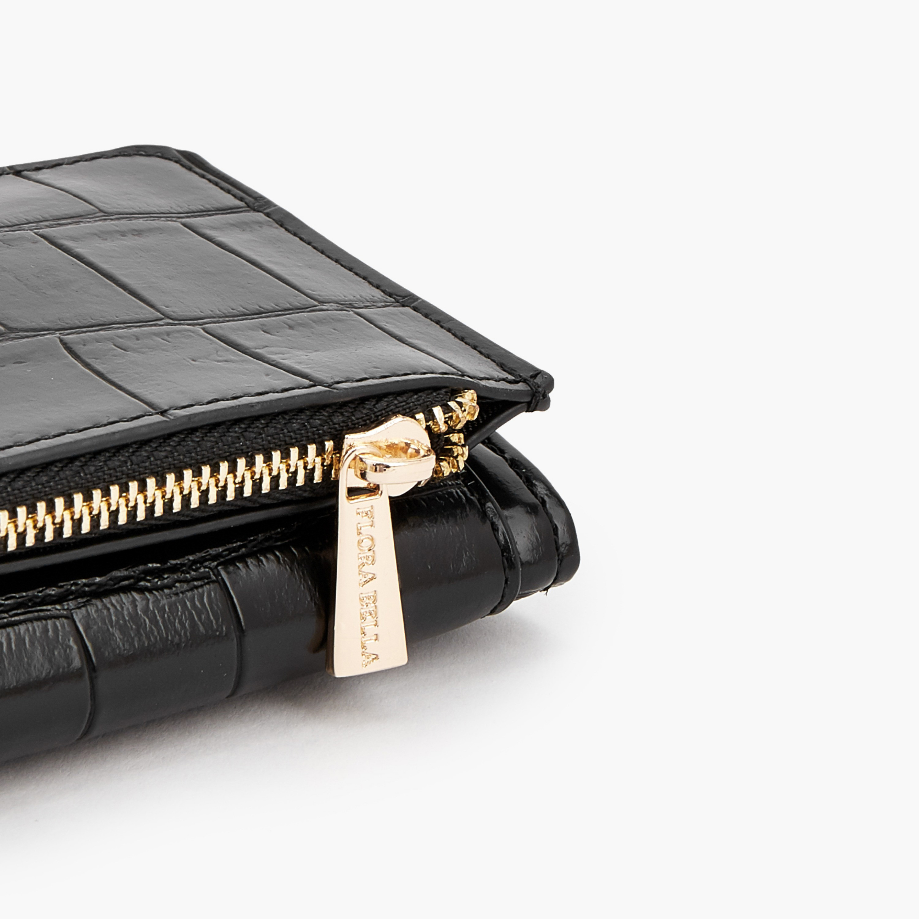 محفظة بطية ثلاثية بارزة الملمس بجيب بسحّاب من فلورا بيلا-women-bagsandwallets-wallets-image-6