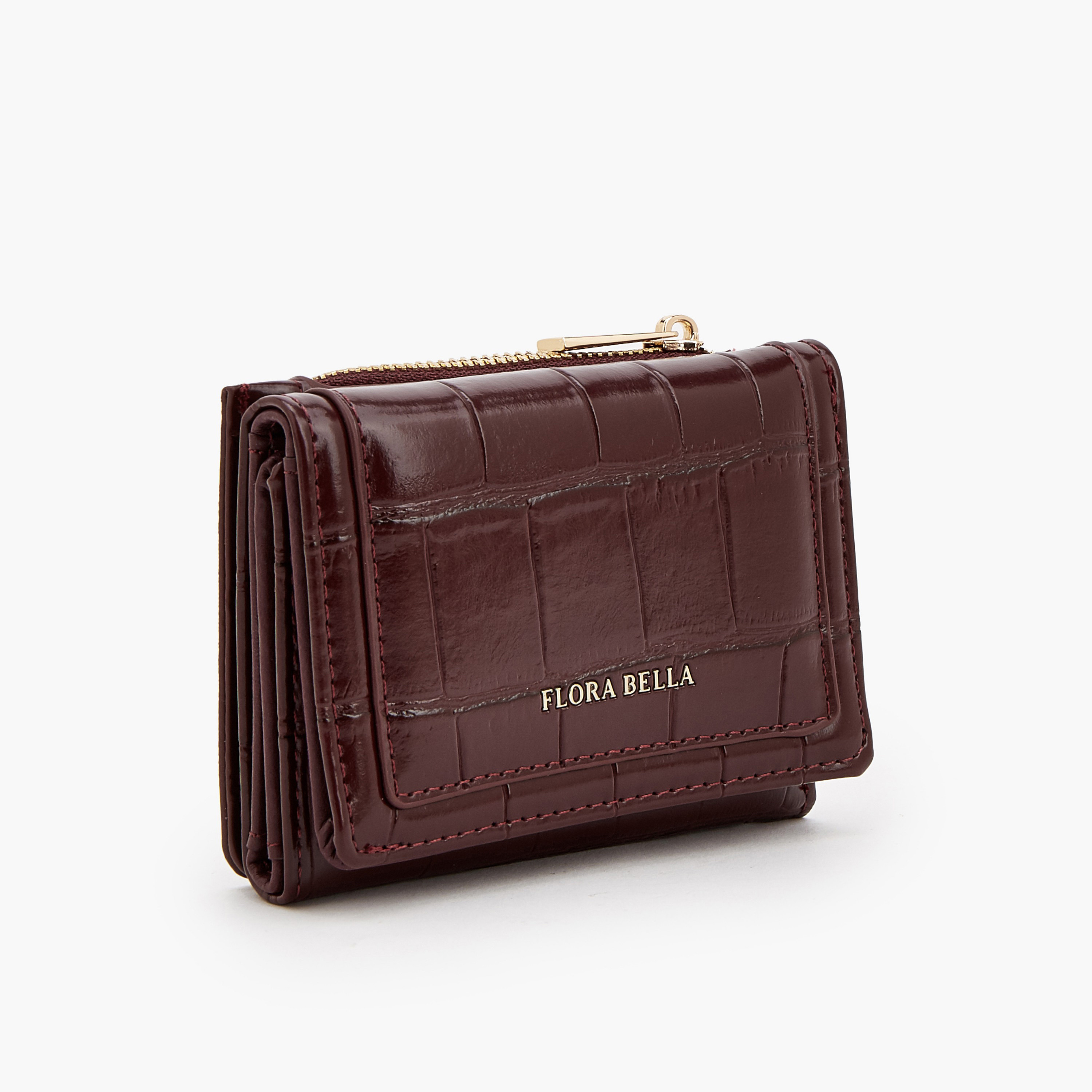 محفظة بطية ثلاثية بارزة الملمس بجيب بسحّاب من فلورا بيلا-women-bagsandwallets-wallets-image-3