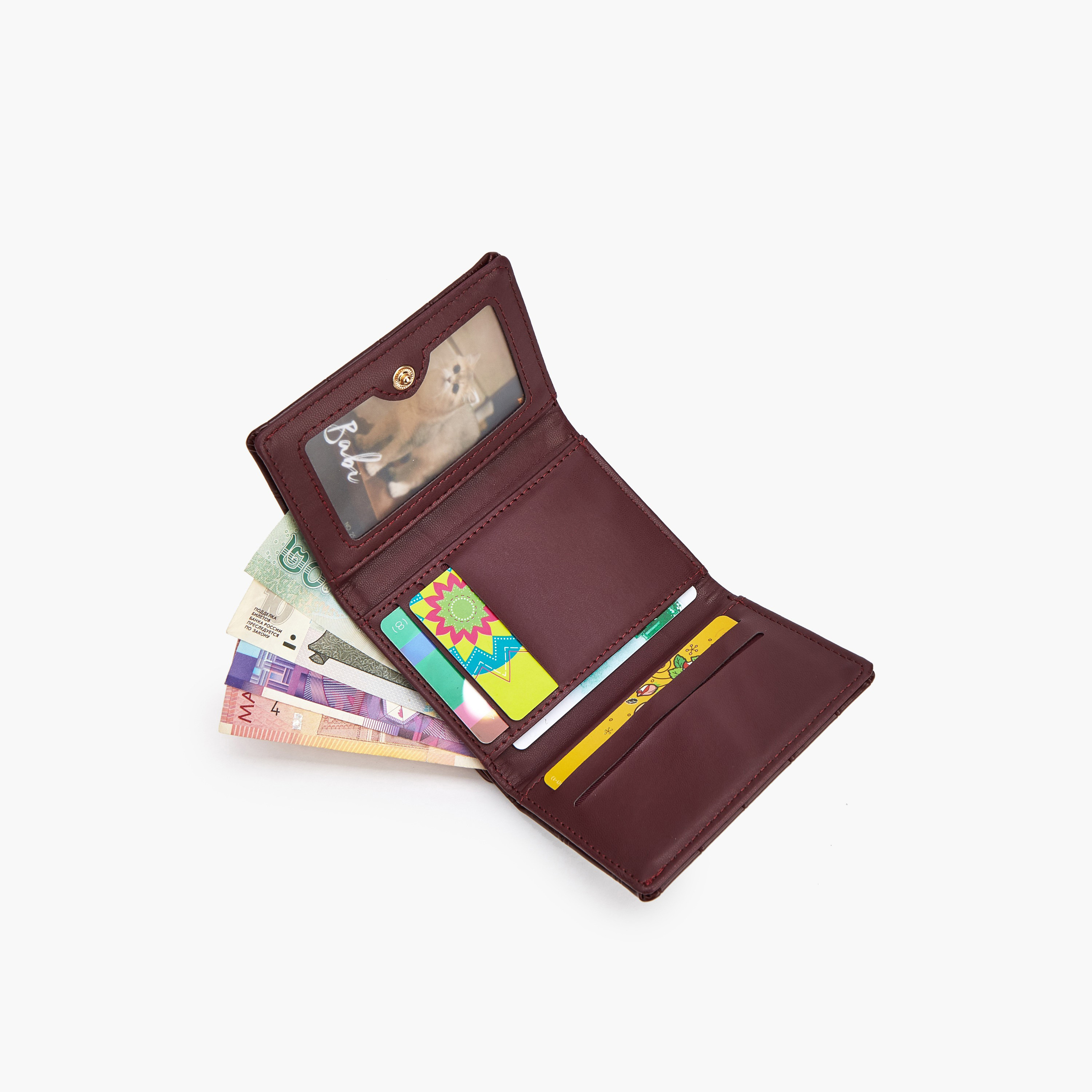 محفظة بطية ثلاثية بارزة الملمس بجيب بسحّاب من فلورا بيلا-women-bagsandwallets-wallets-image-7