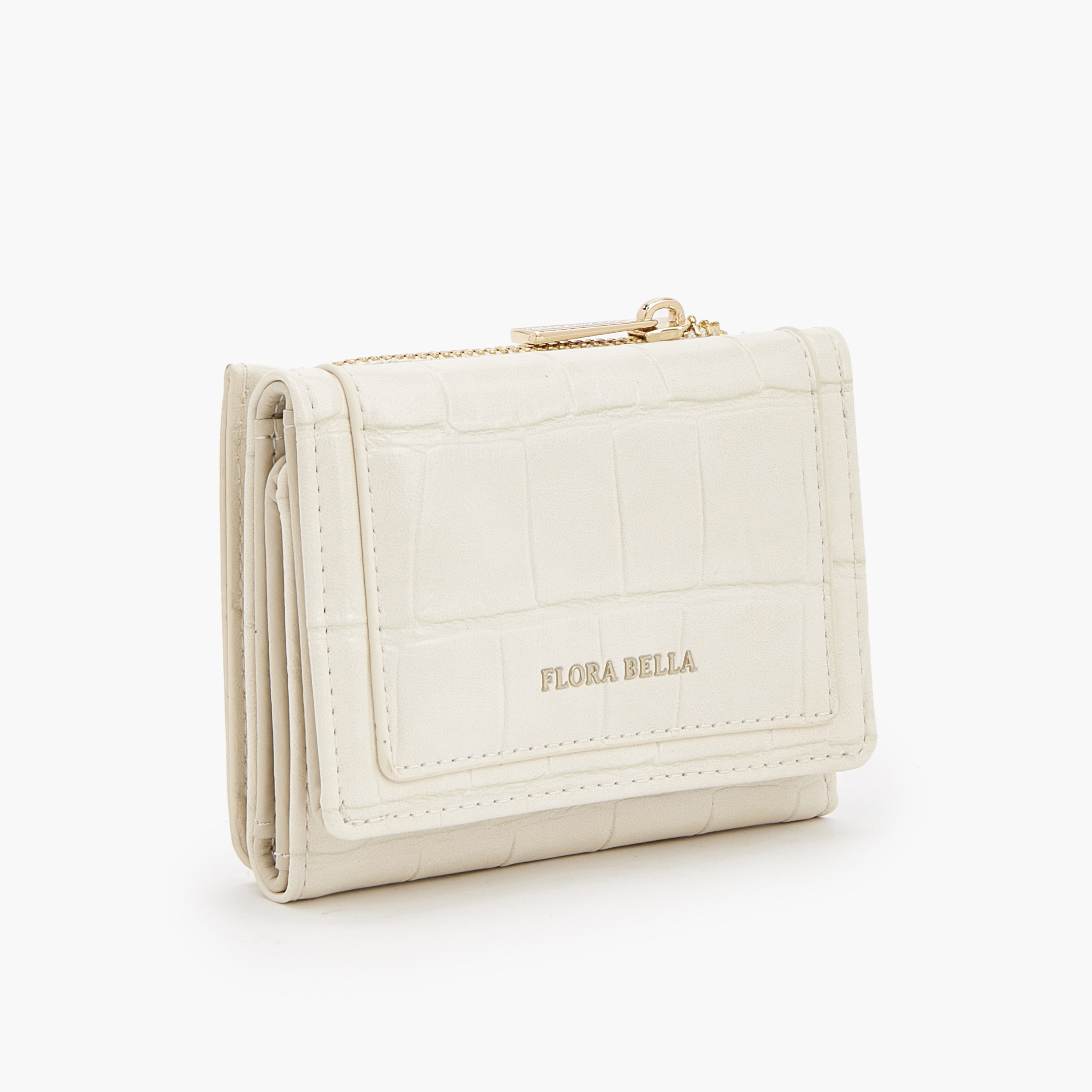 محفظة بطية ثلاثية بارزة الملمس بجيب بسحّاب من فلورا بيلا-women-bagsandwallets-wallets-image-3