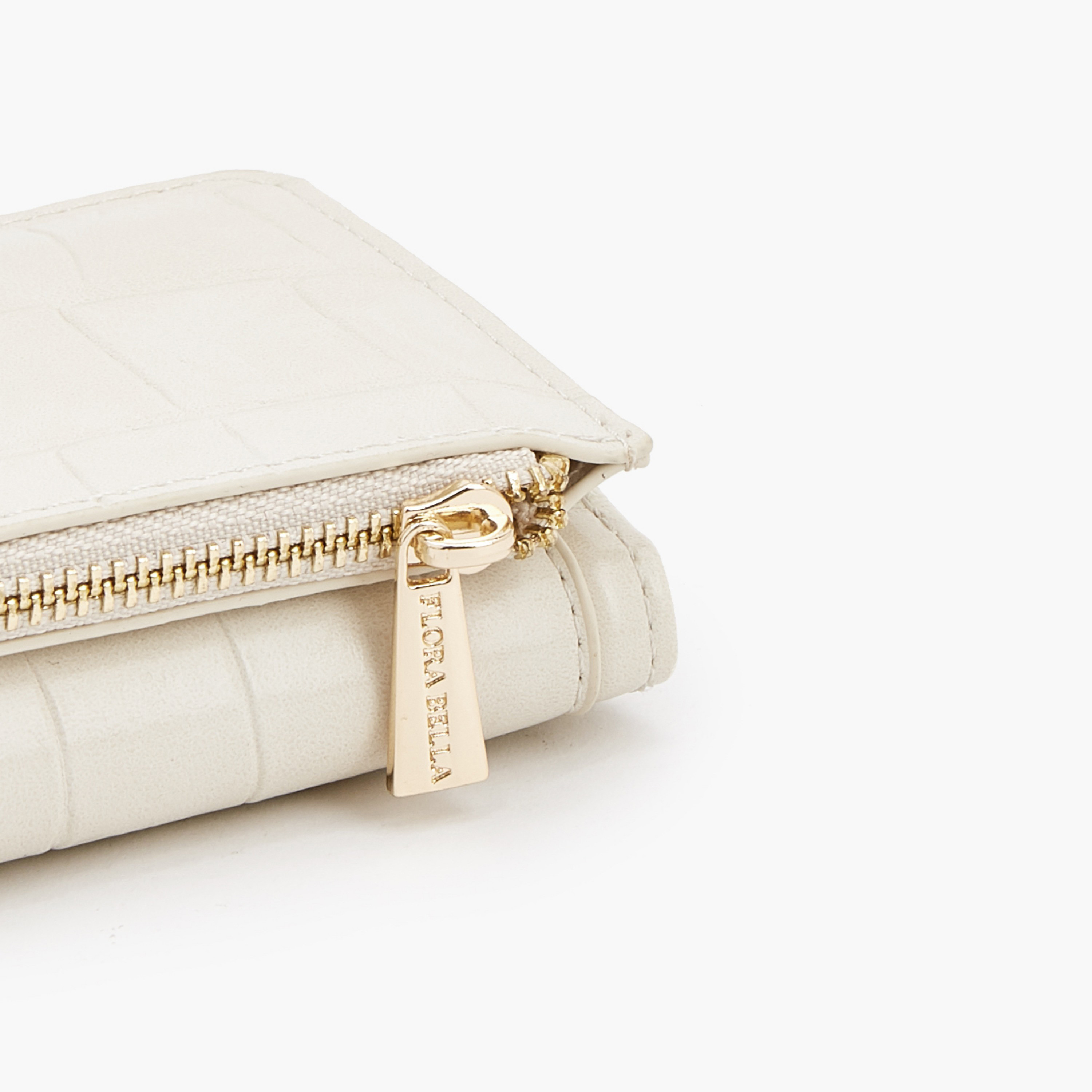 محفظة بطية ثلاثية بارزة الملمس بجيب بسحّاب من فلورا بيلا-women-bagsandwallets-wallets-image-5