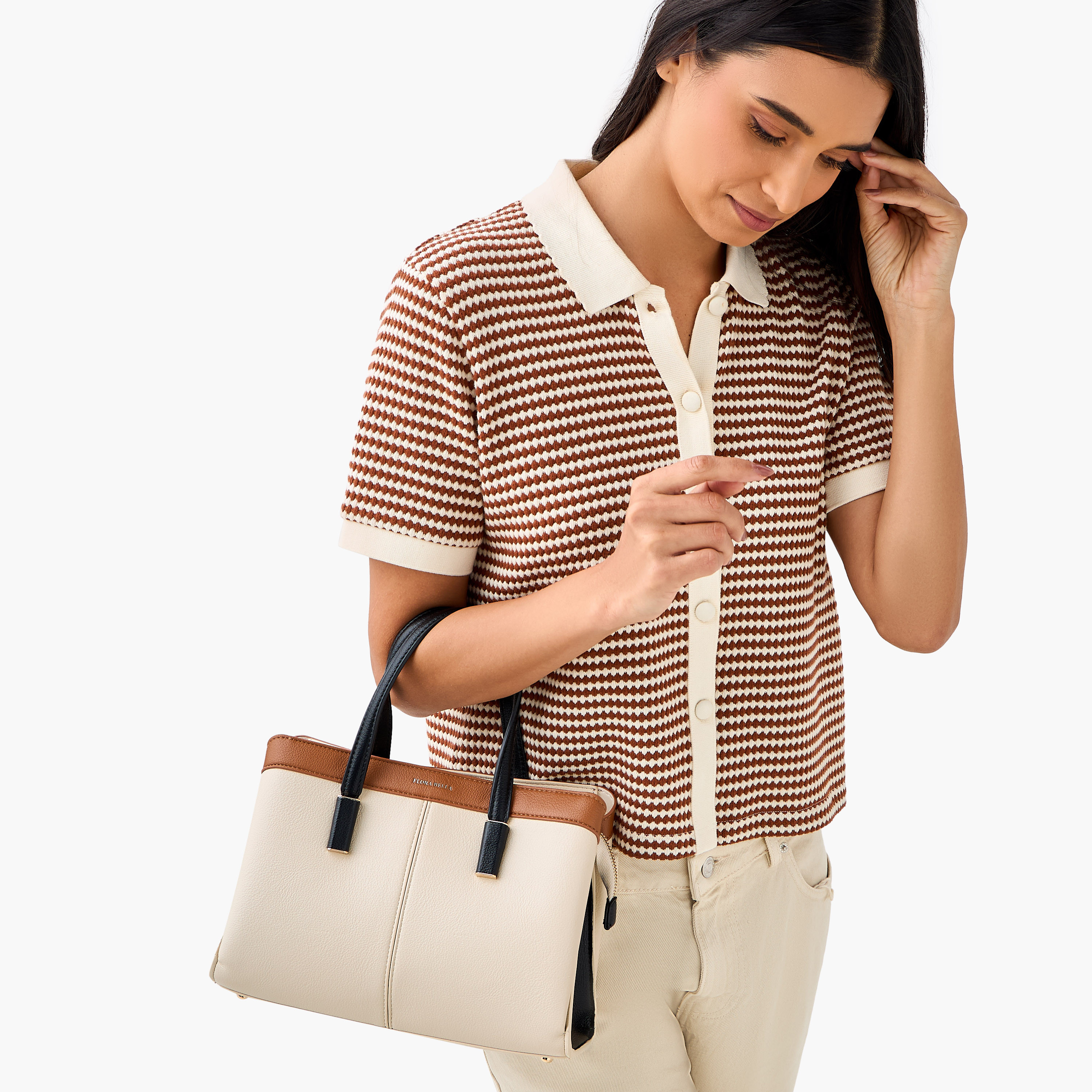 Flora Bella Panelled Tote Bag with Detachable Strap and Zip Closure-women-bagsandwallets-handbags-image-8
