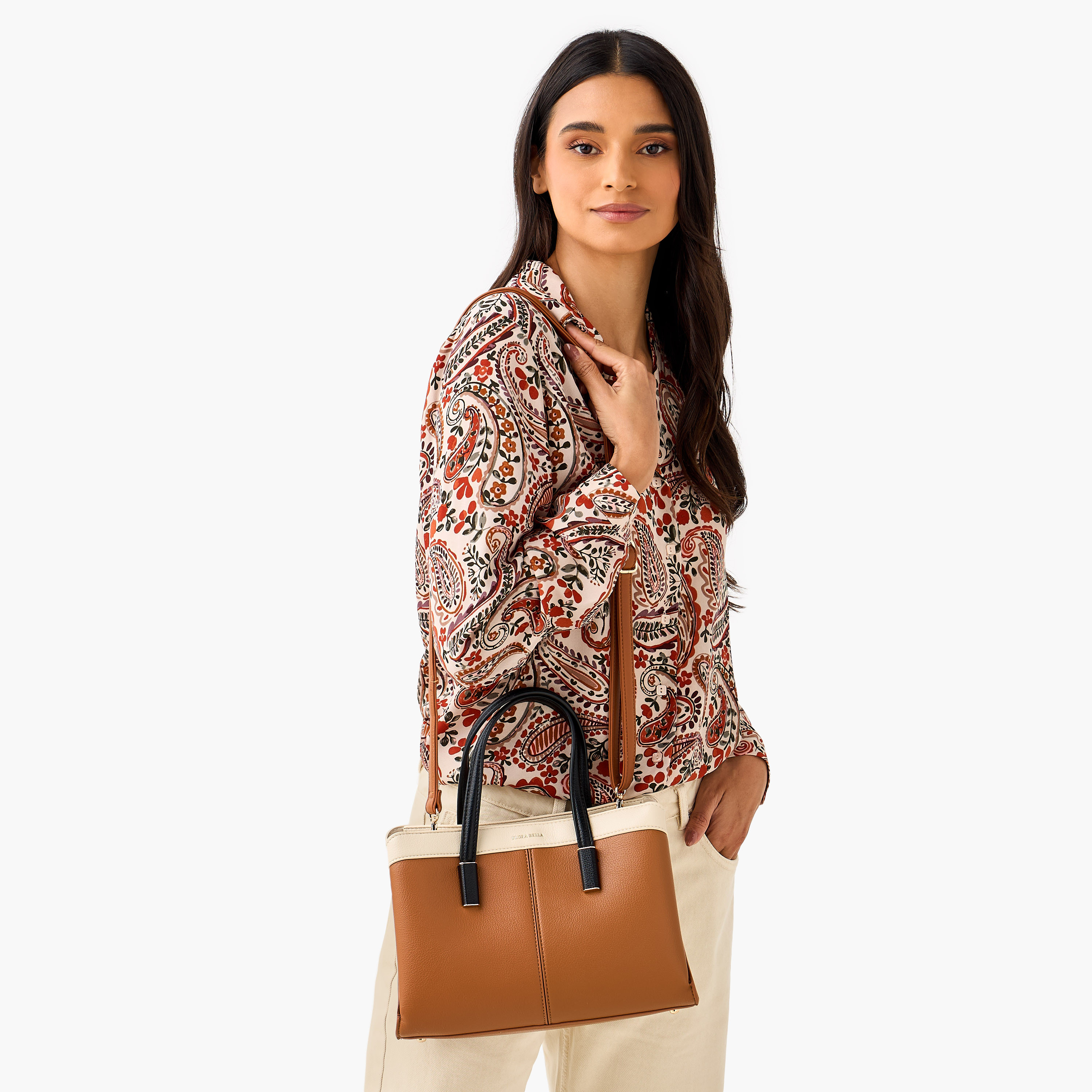 شنطة توت بألواح وبحزام قابل للفصل وسحّاب إغلاق من فلورا بيلا-women-bagsandwallets-handbags-image-2