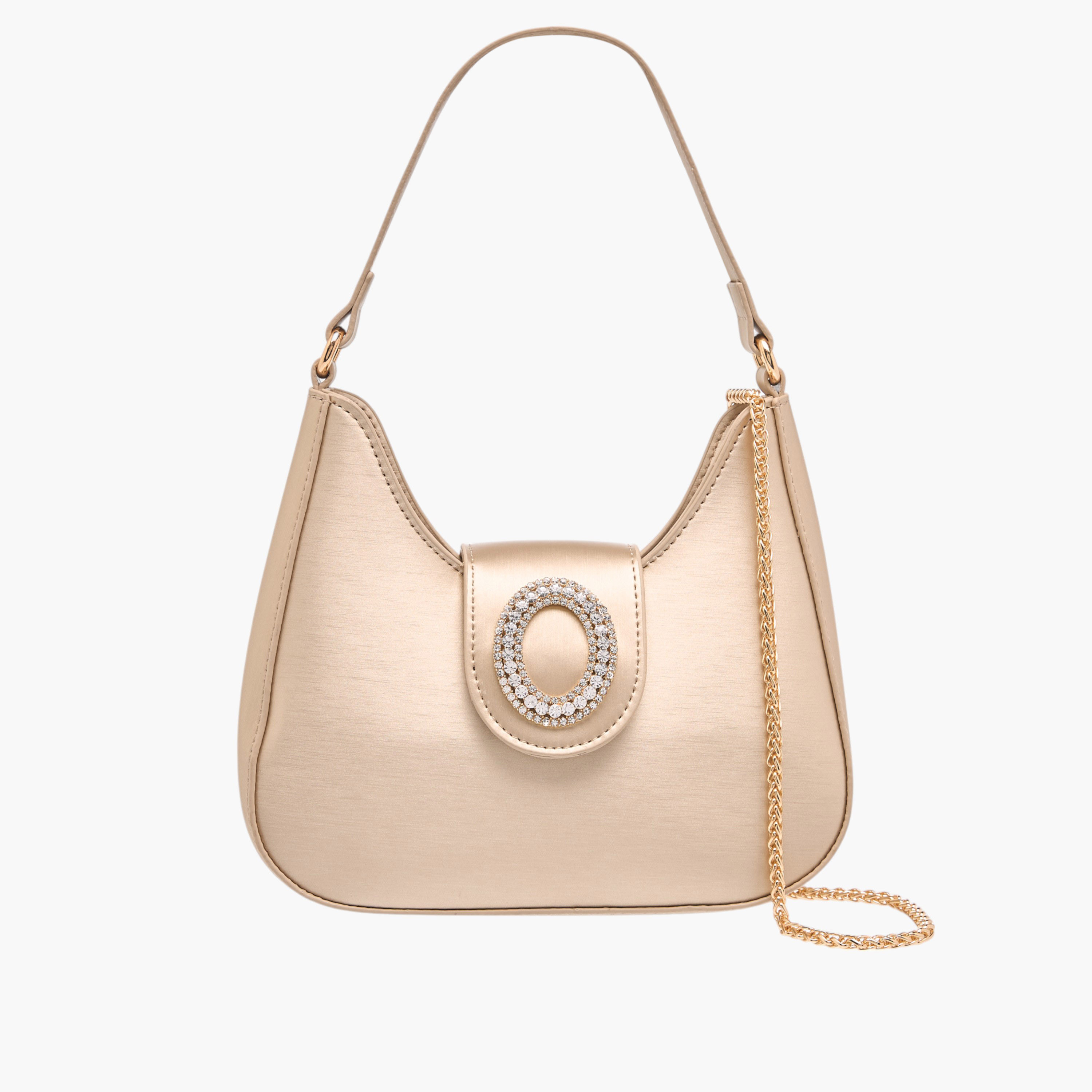 Flora Bella Embellished Shoulder Bag with Magnetic Button Closure-women-bagsandwallets-handbags-image-1