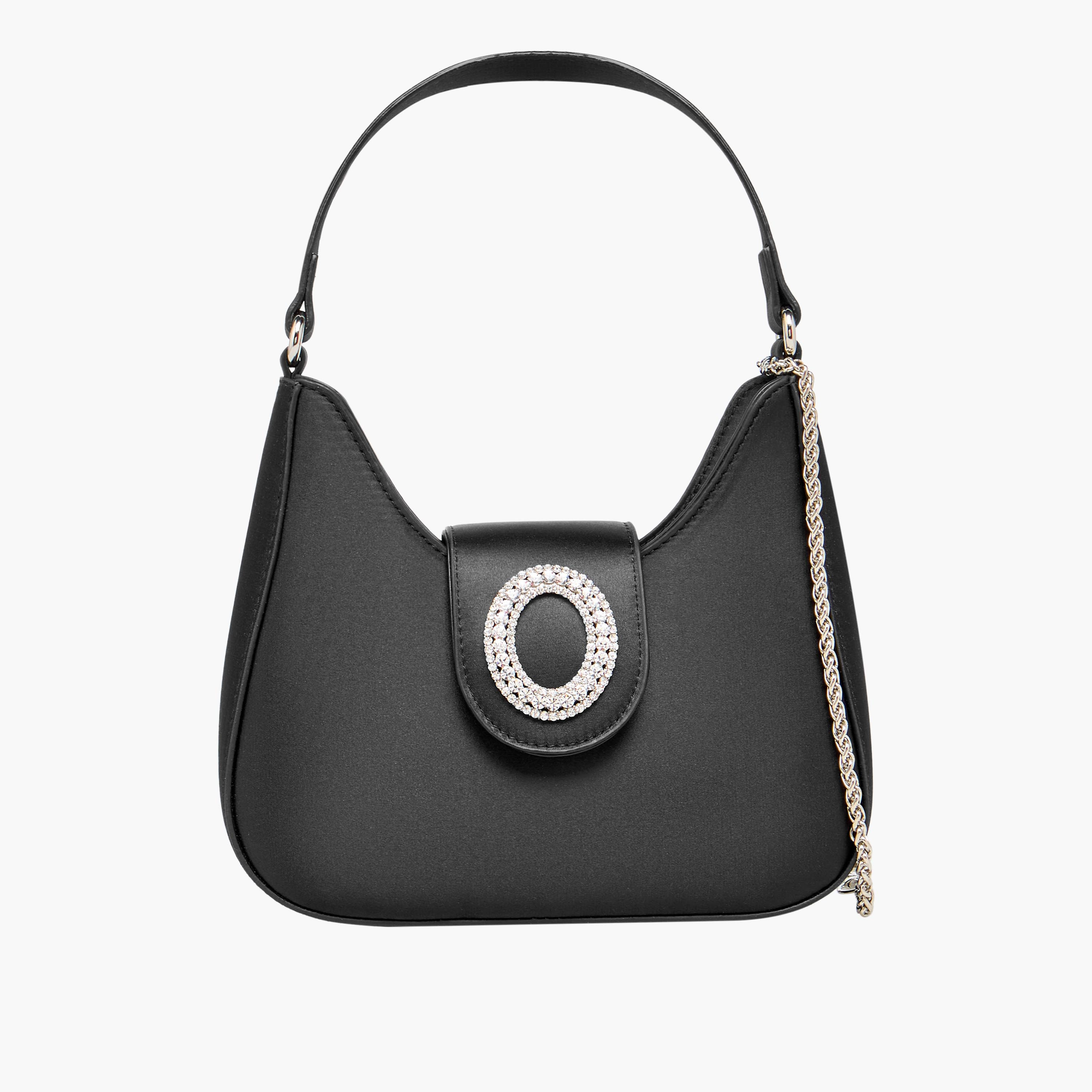 Flora Bella Textured Shoulder Bag with Embellished Button Closure-women-bagsandwallets-handbags-image-1