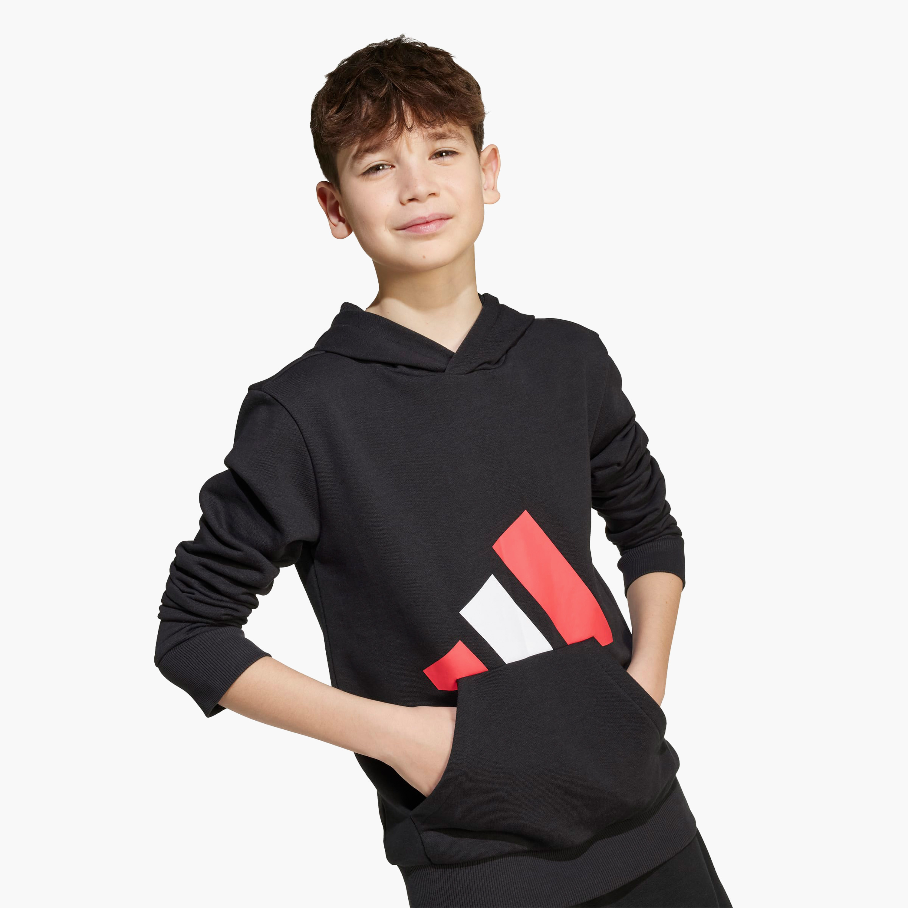 سويت شيرت بقبعة وطبعات شعار للأولاد من أديداس - أكمام طويلة-sports-boys-clothing-tops-image-1