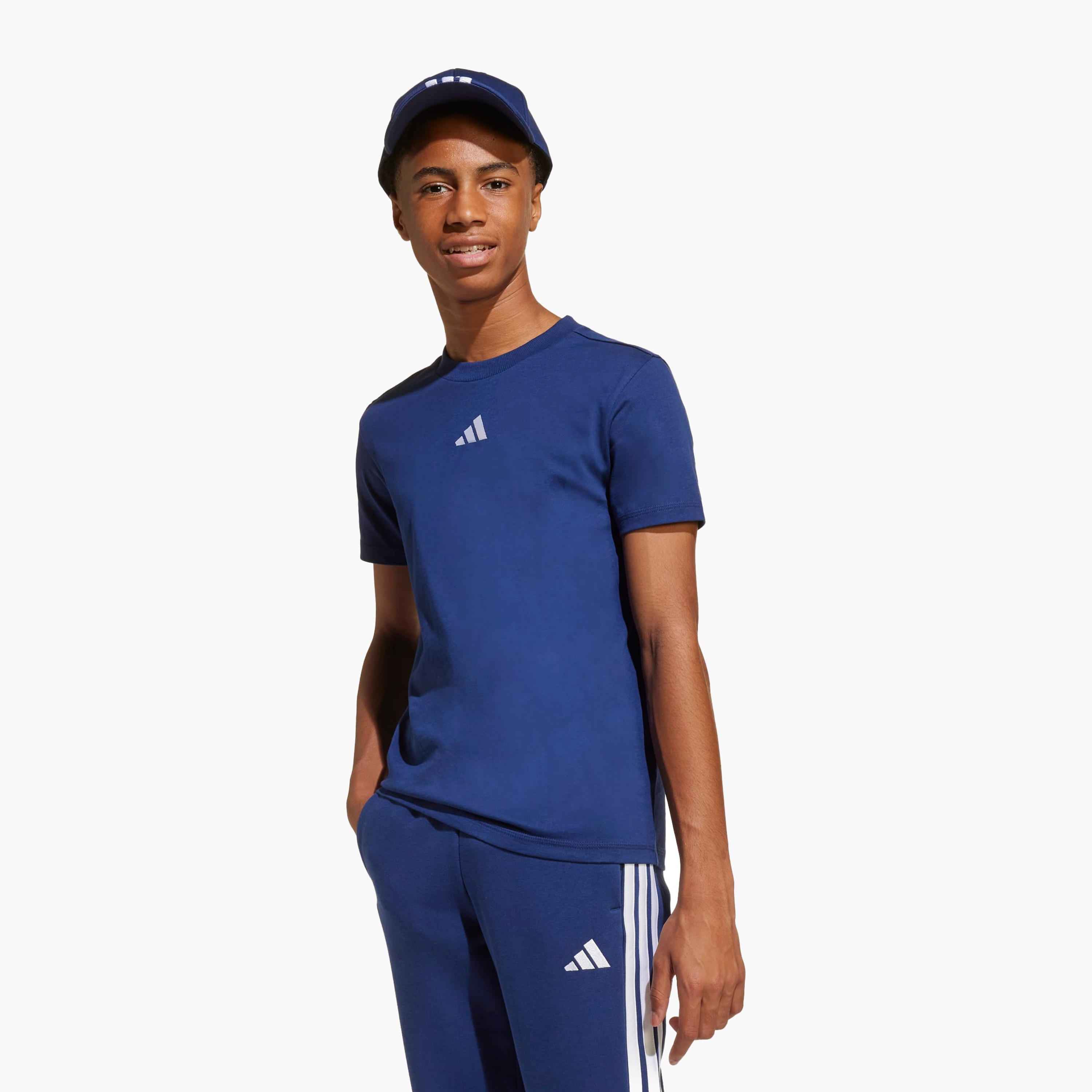 adidas Crew Neck Short  Sleeves T-shirt with Logo Print-sports-boys-clothing-tops-image-2