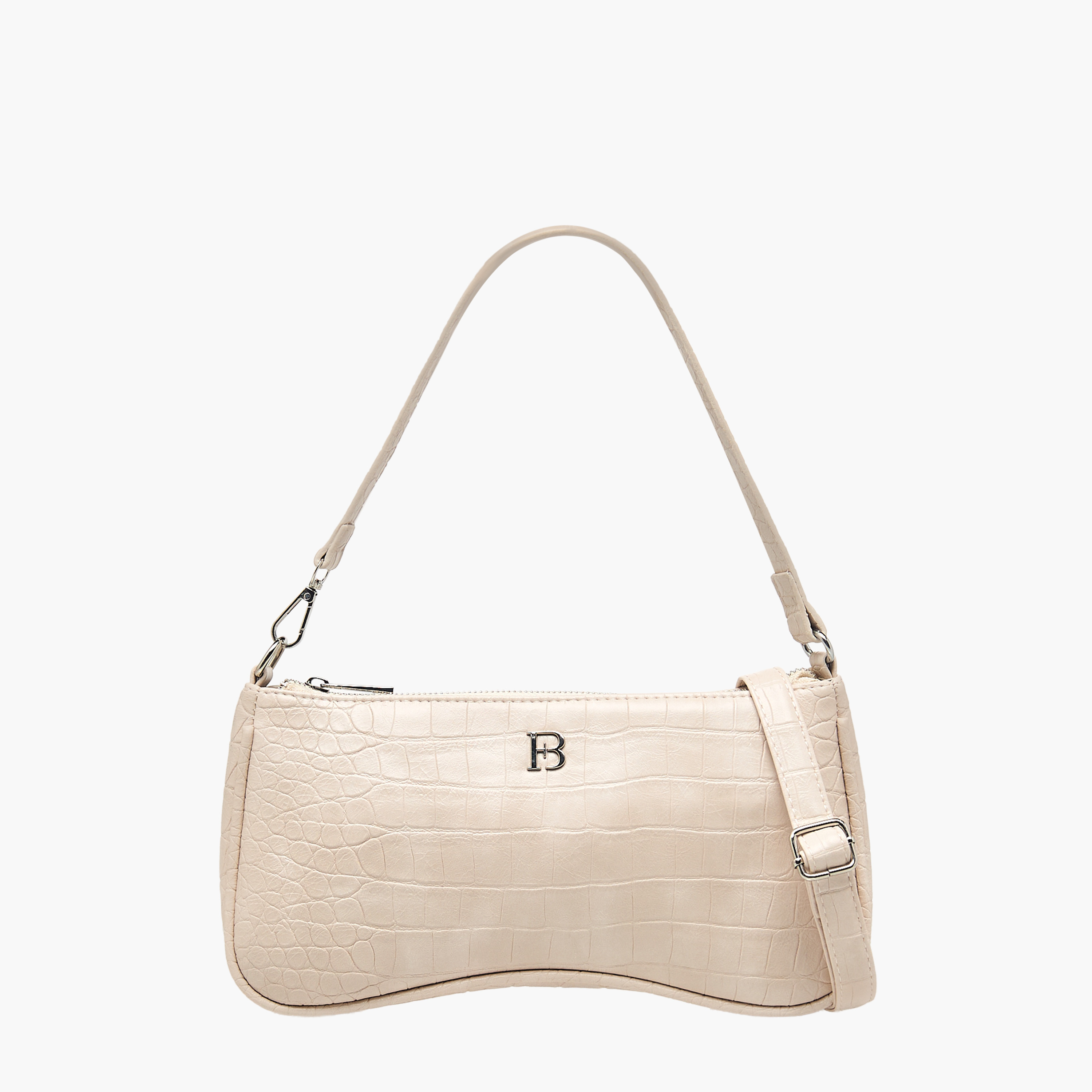 Flora Bella Textured Shoulder Bag with Detachable Strap and Zip Closure-women-bagsandwallets-handbags-image-1