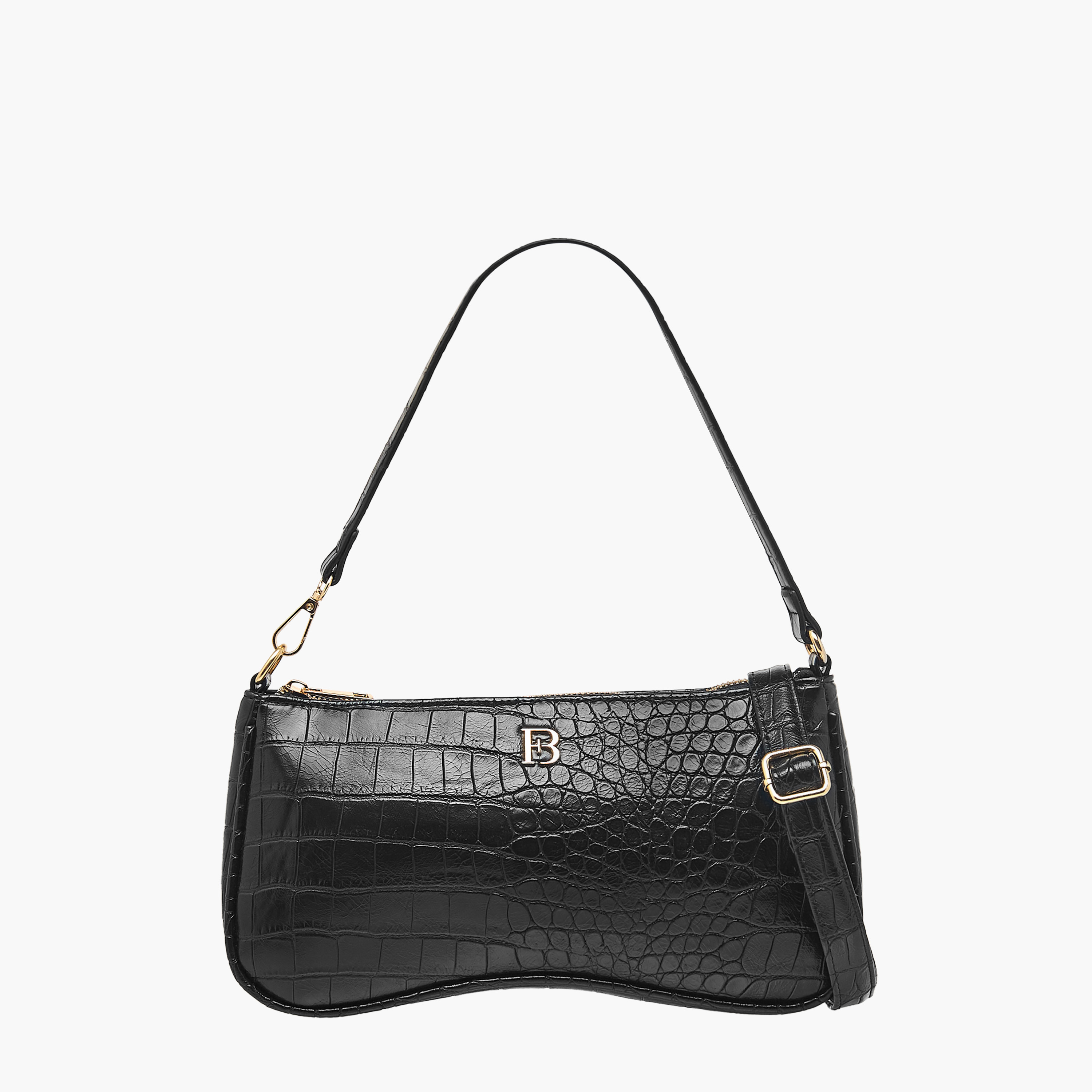 Flora Bella Textured Shoulder Bag with Detachable Strap and Zip Closure-women-bagsandwallets-handbags-image-1