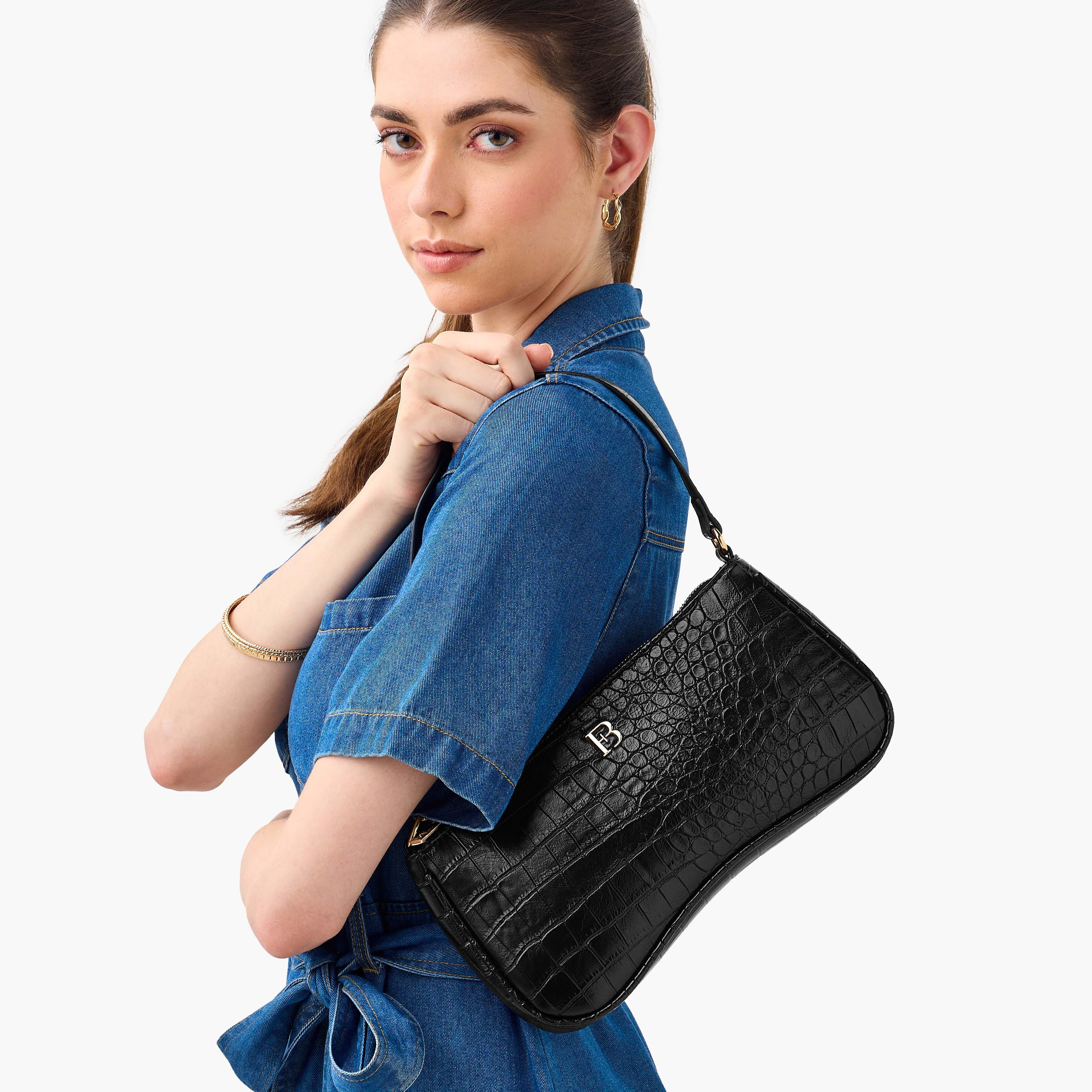 Flora Bella Textured Shoulder Bag with Detachable Strap and Zip Closure-women-bagsandwallets-handbags-image-3
