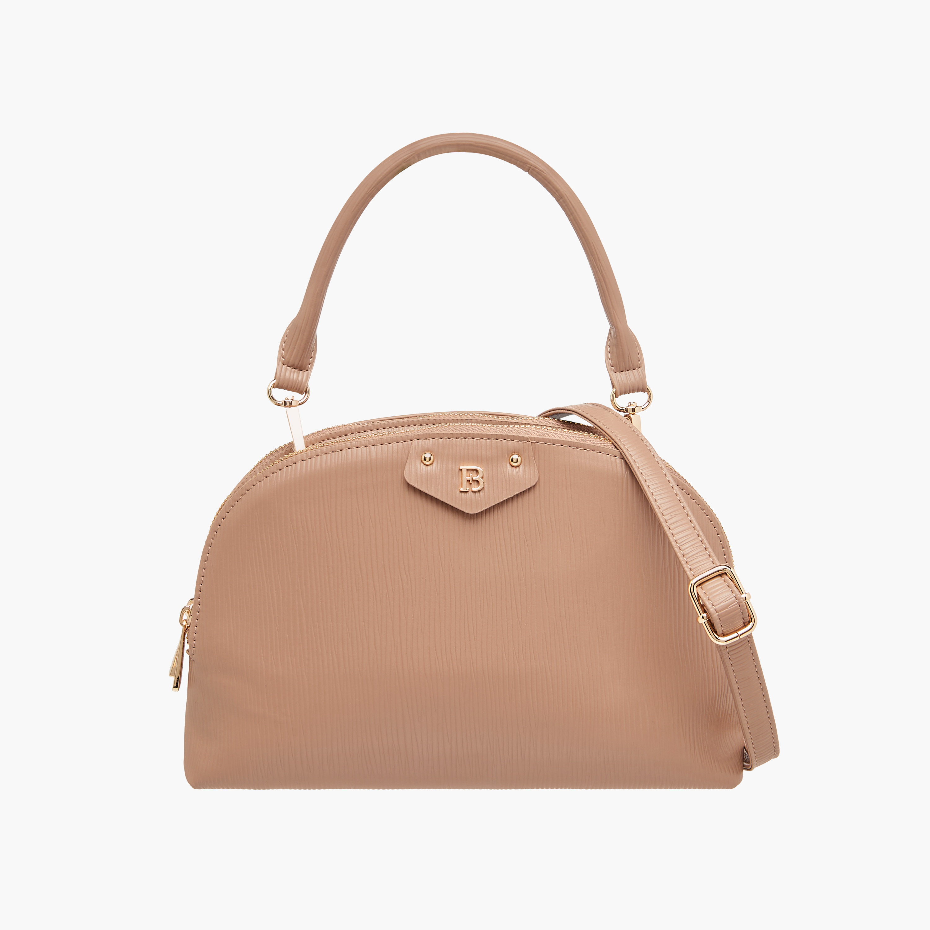 Flora Bella Textured Dome Bag with Detachable Strap and Zip Closure-women-bagsandwallets-handbags-image-1