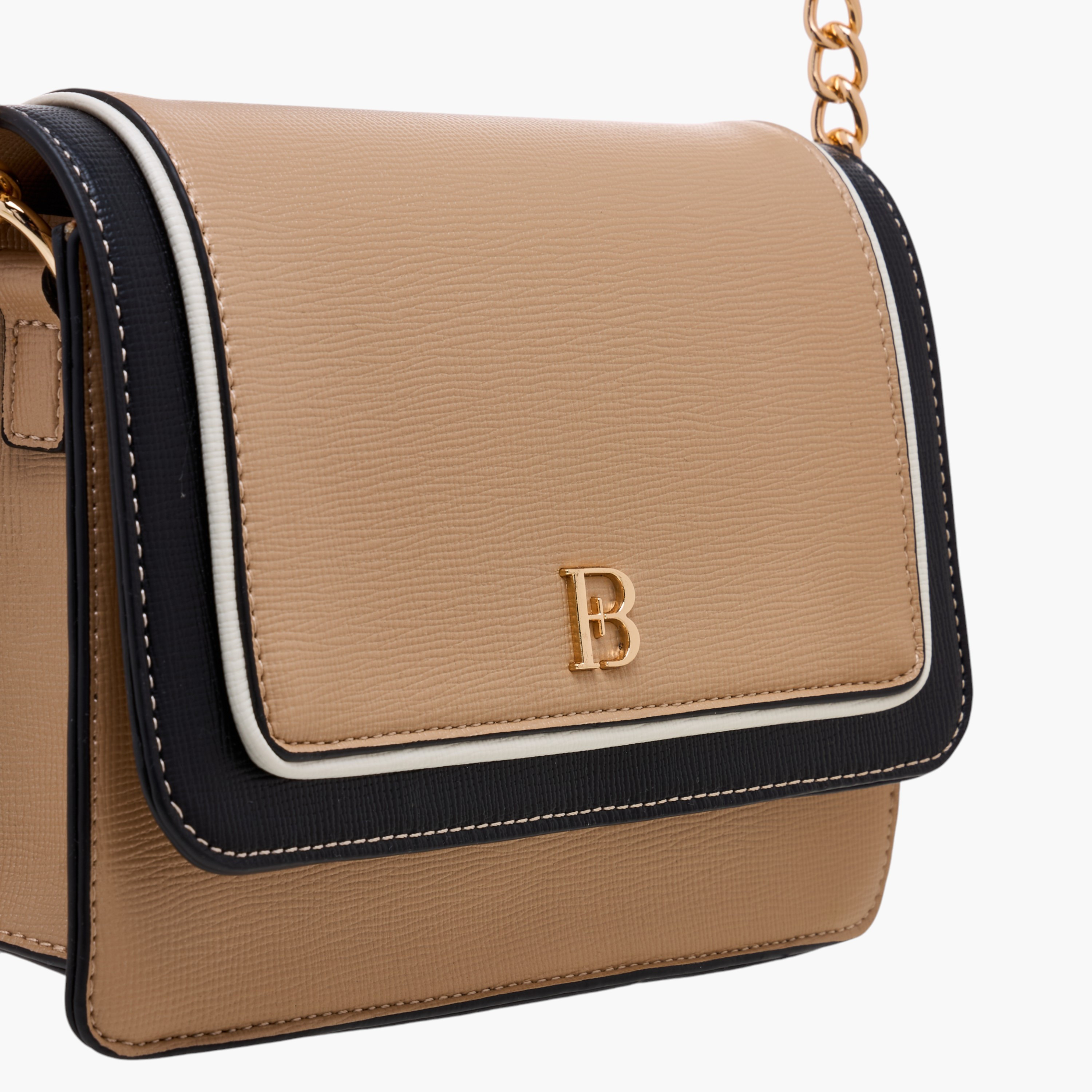 شنطة كروس بودي بارزة الملمس بحزام سلسلة وطية إغلاق من فلورا بيلا-women-bagsandwallets-handbags-image-4