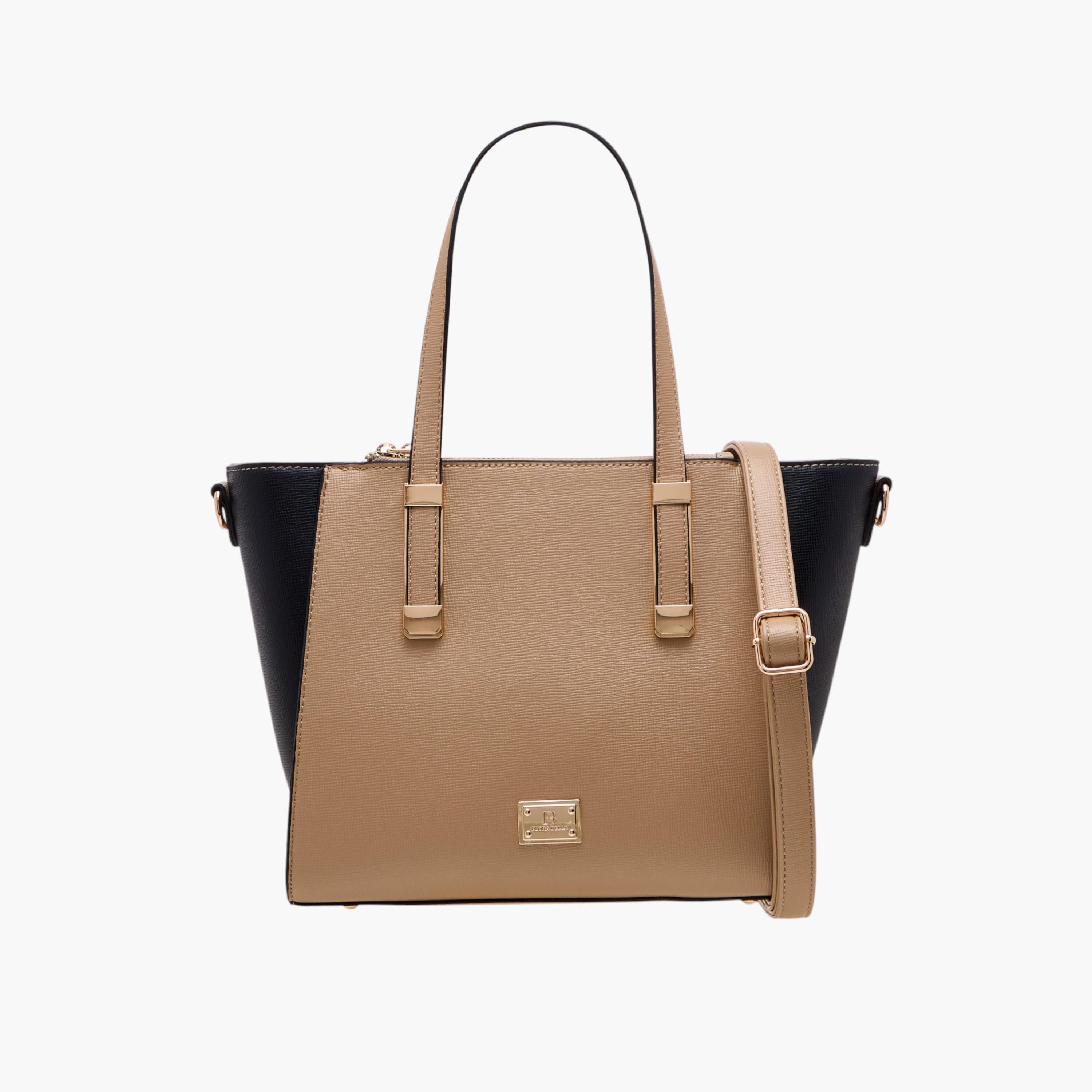 Flora Bella Colourblock Tote Bag with Double Handle and Zip Closure-women-bagsandwallets-handbags-image-1