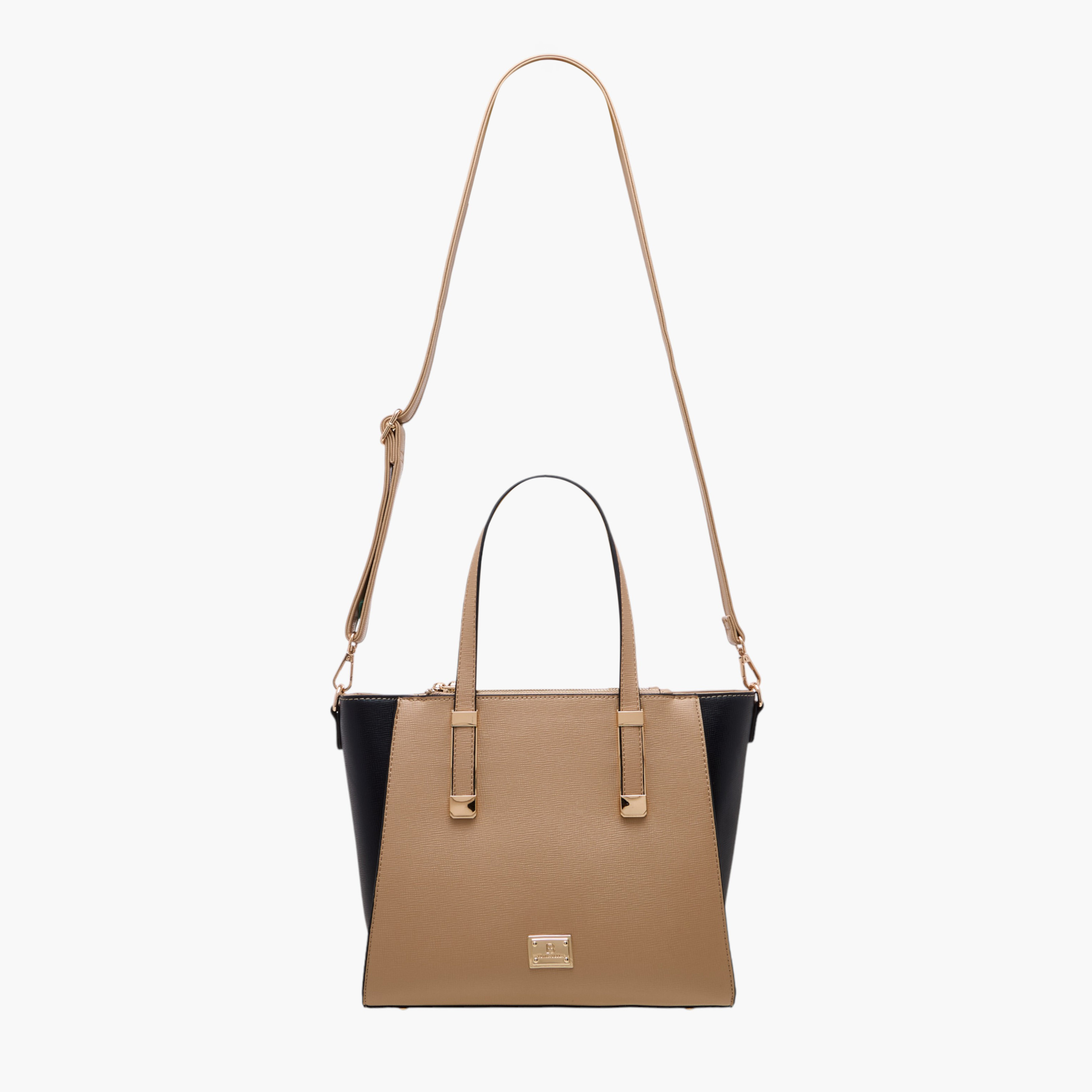 Flora Bella Colourblock Tote Bag with Double Handle and Zip Closure-women-bagsandwallets-handbags-image-2