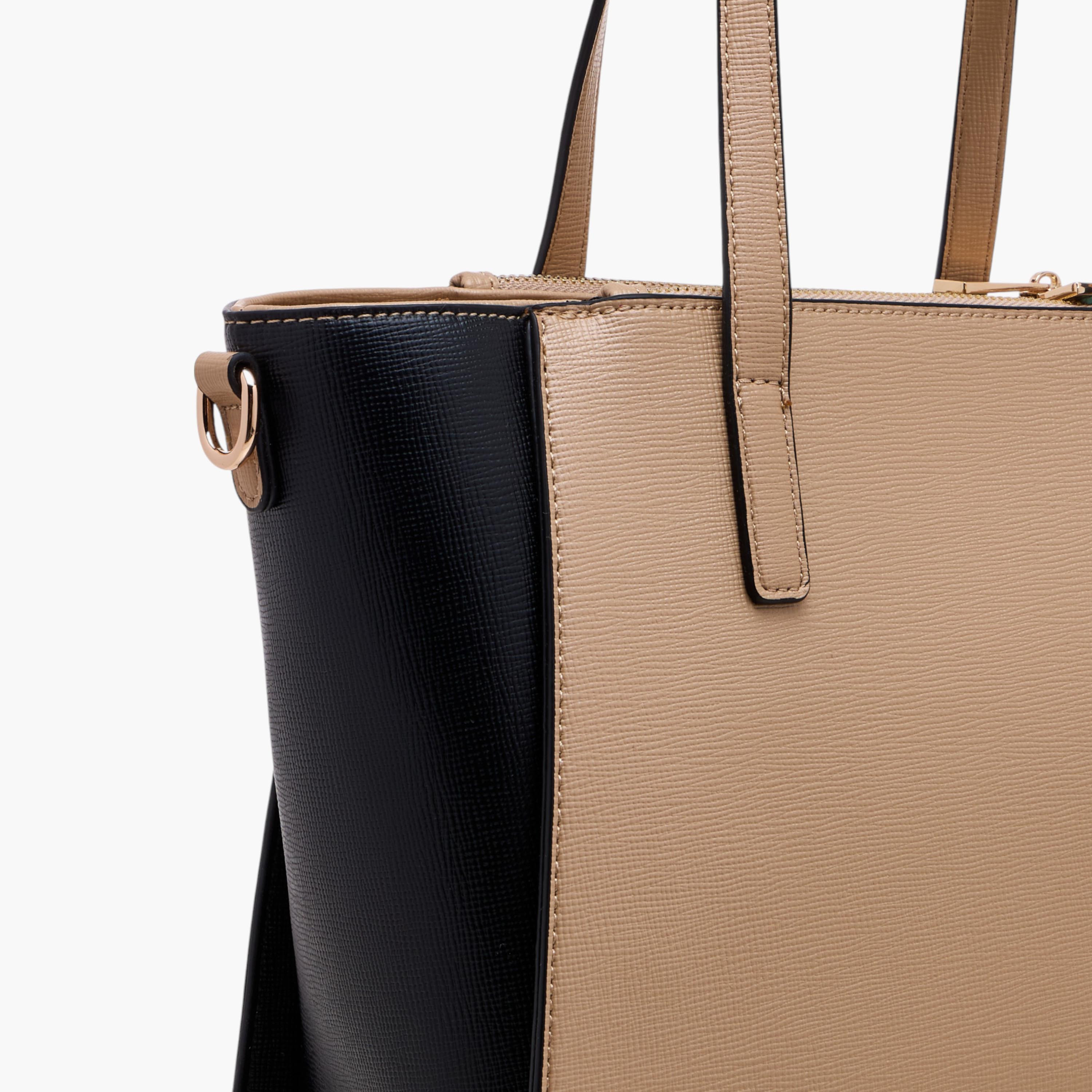 Flora Bella Colourblock Tote Bag with Double Handle and Zip Closure-women-bagsandwallets-handbags-image-5