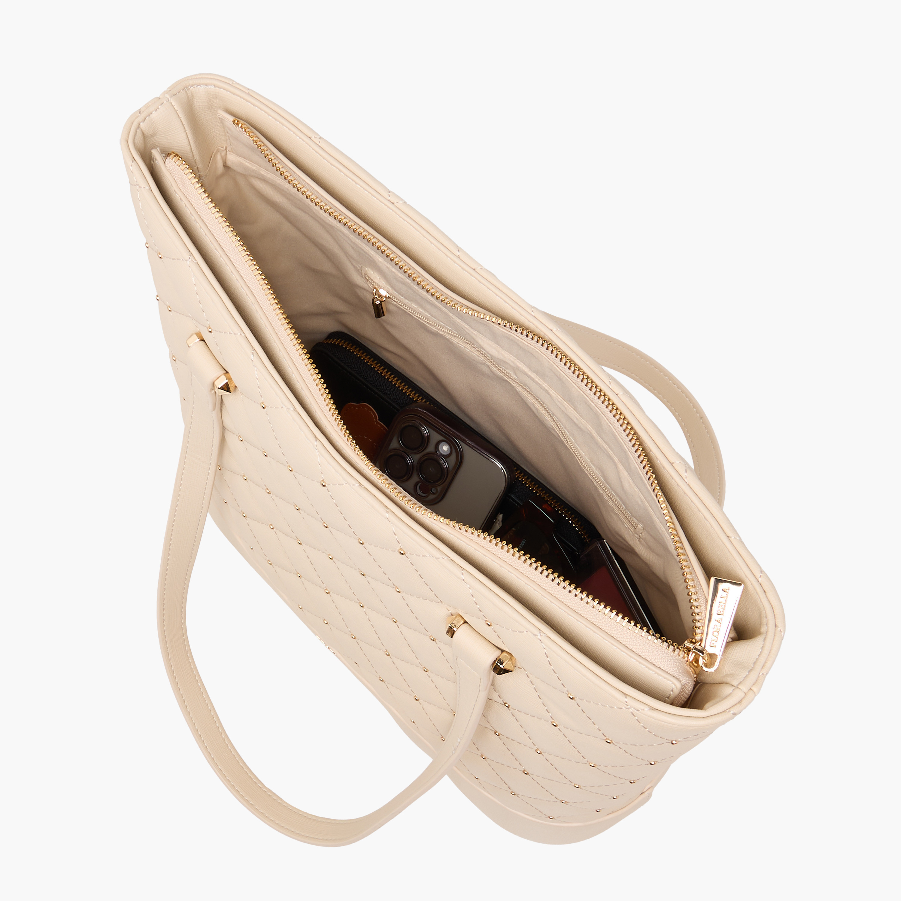 Flora Bella Quilted Tote Bag with Double Handle and Zip Closure-women-bagsandwallets-handbags-image-9