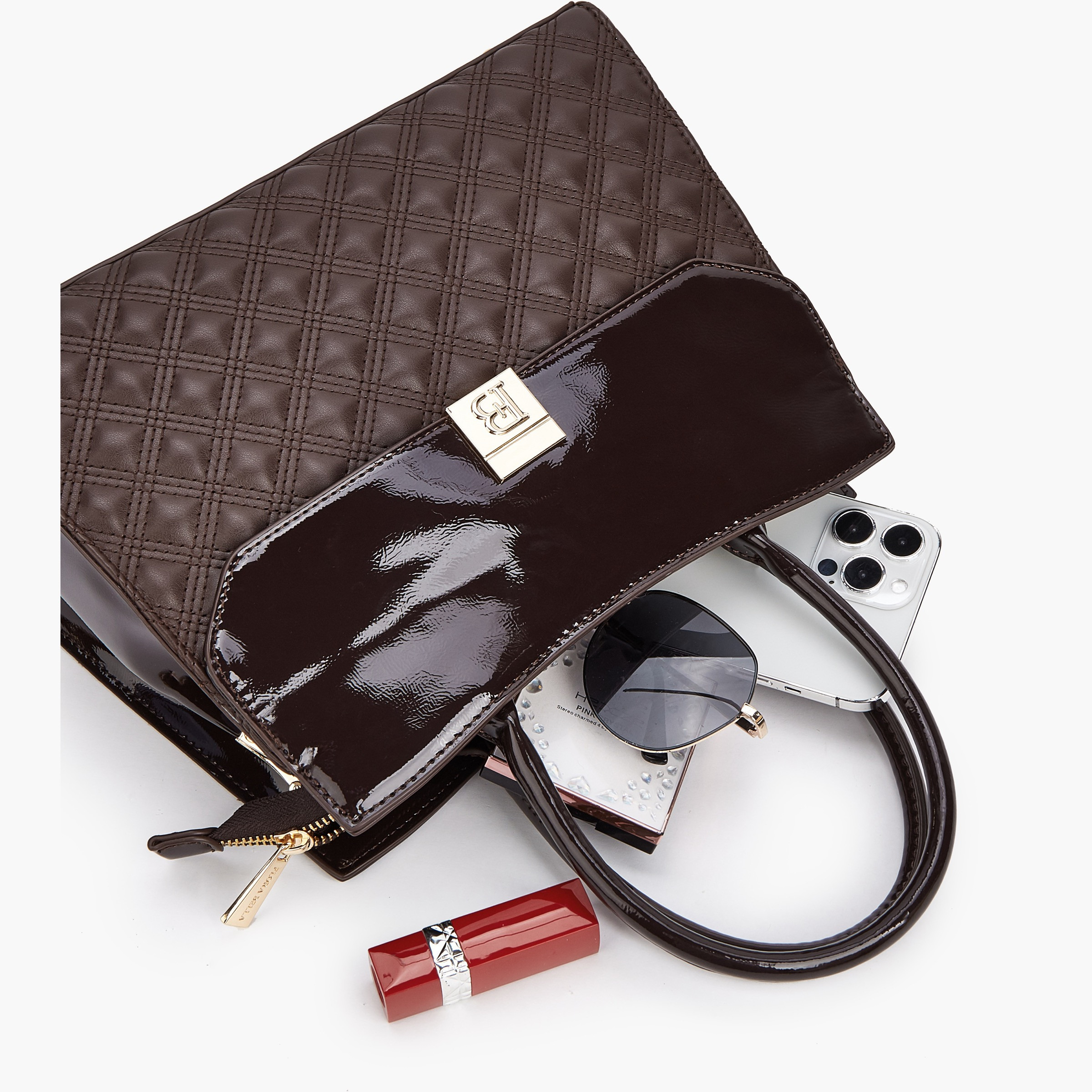 Flora Bella Quilted Tote Bag with Detachable Strap and Zip Closure-women-bagsandwallets-handbags-image-8