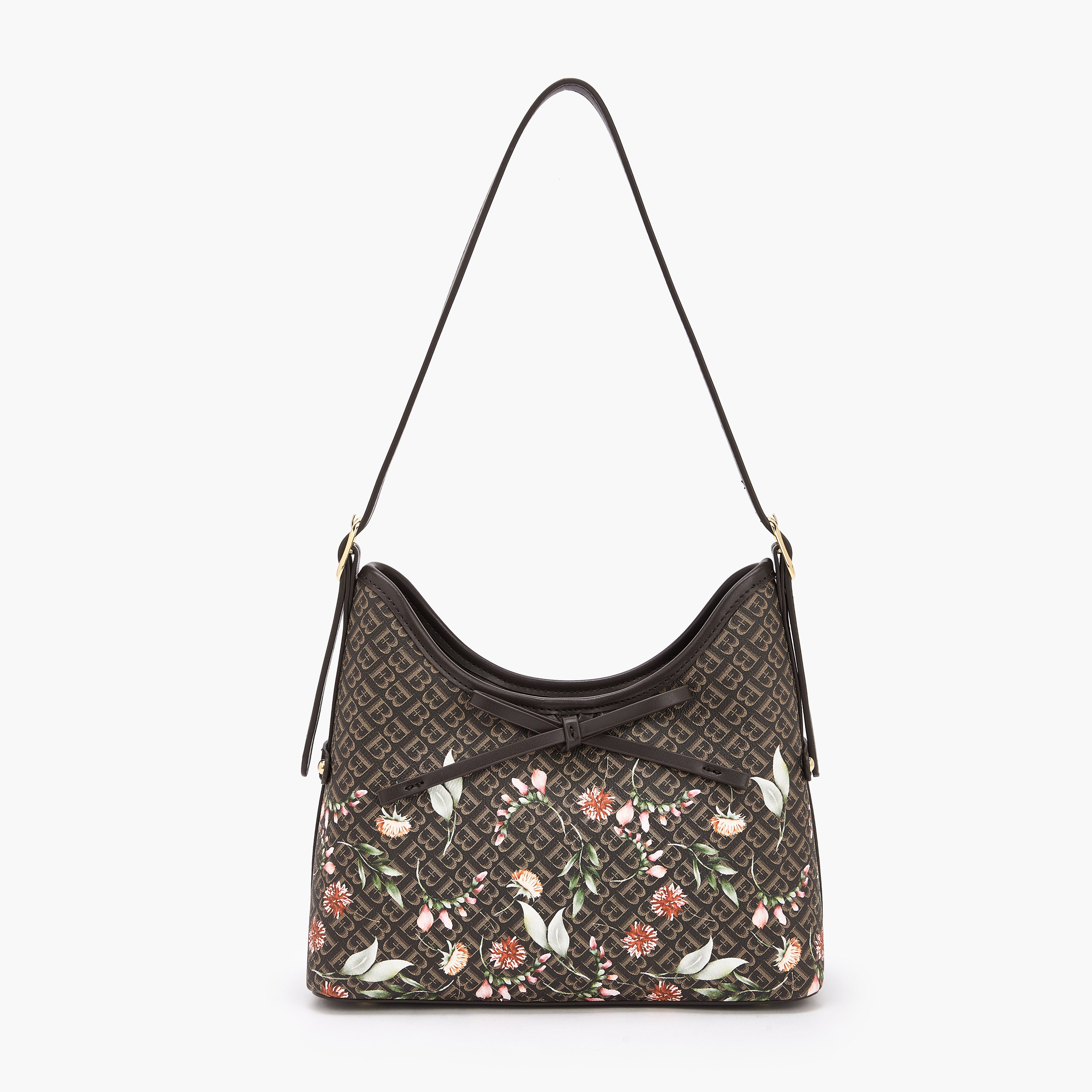 شنطة كتف بطبعات مونوجرام مع حزام قابل للتعديل للنساء من فلورا بيلا-women-bagsandwallets-handbags-image-1