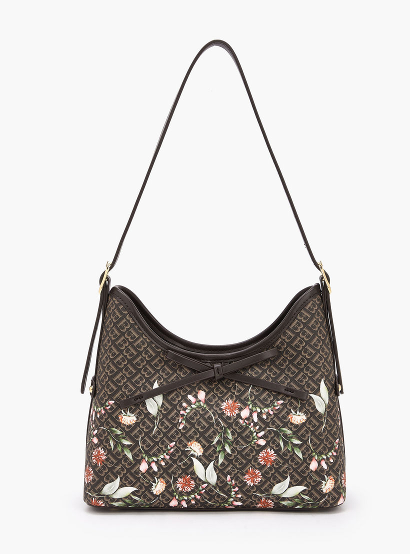 شنطة كتف بطبعات مونوجرام مع حزام قابل للتعديل للنساء من فلورا بيلا-women-bagsandwallets-handbags-image-1