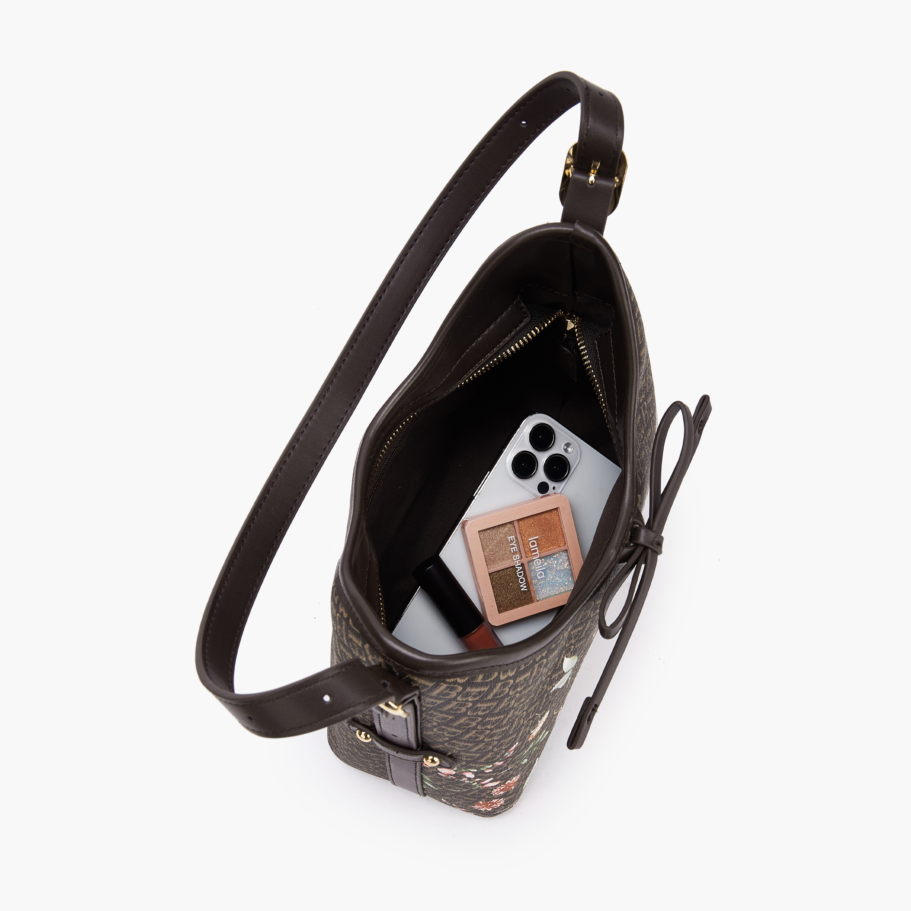 شنطة كتف بطبعات مونوجرام مع حزام قابل للتعديل للنساء من فلورا بيلا-women-bagsandwallets-handbags-image-8