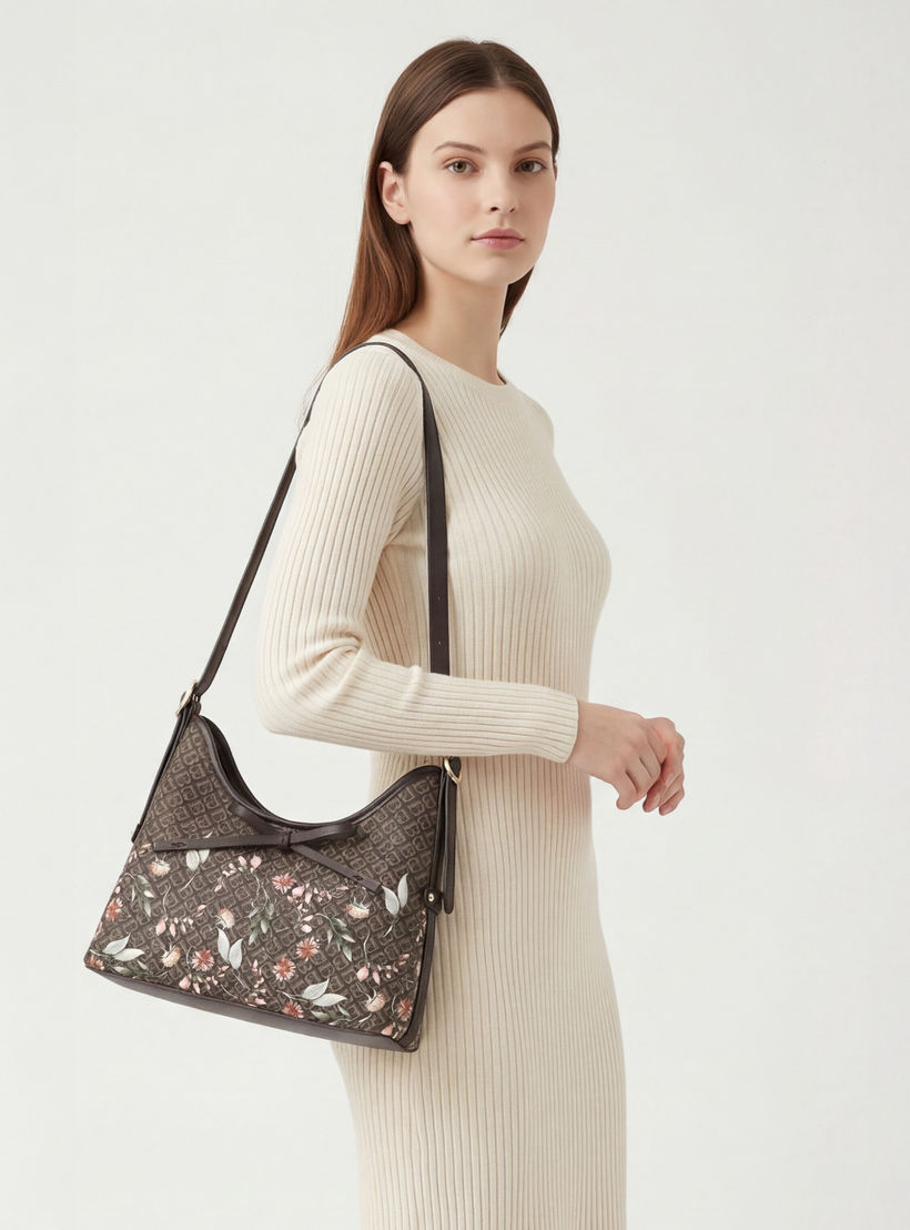 شنطة كتف بطبعات مونوجرام مع حزام قابل للتعديل للنساء من فلورا بيلا-women-bagsandwallets-handbags-image-2
