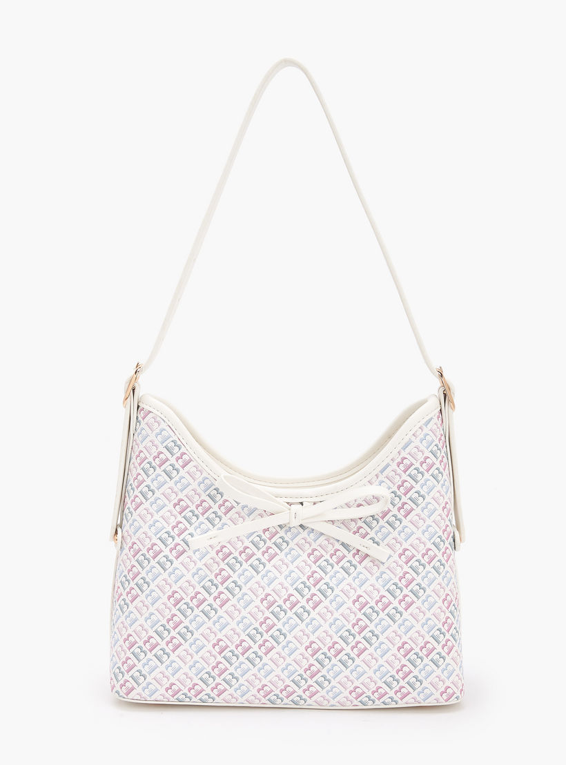 شنطة كتف بطبعات مونوجرام مع حزام قابل للتعديل للنساء من فلورا بيلا-women-bagsandwallets-handbags-image-1