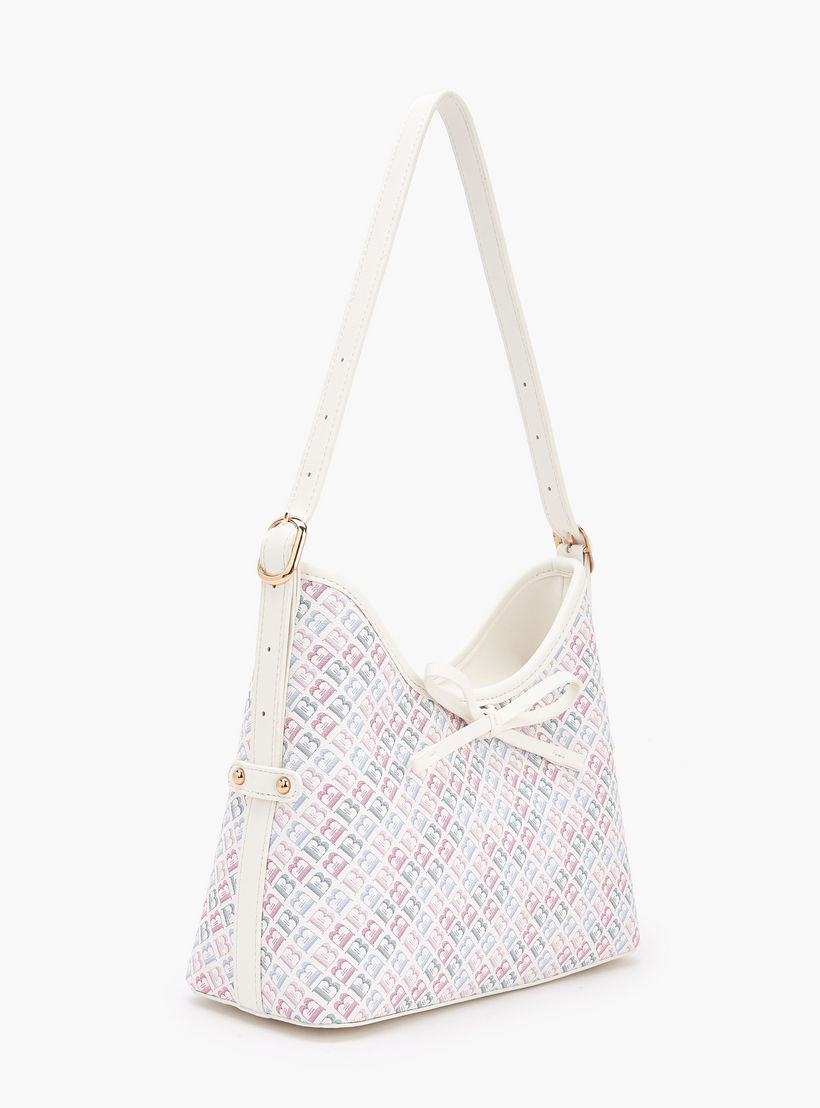 شنطة كتف بطبعات مونوجرام مع حزام قابل للتعديل للنساء من فلورا بيلا-women-bagsandwallets-handbags-image-4