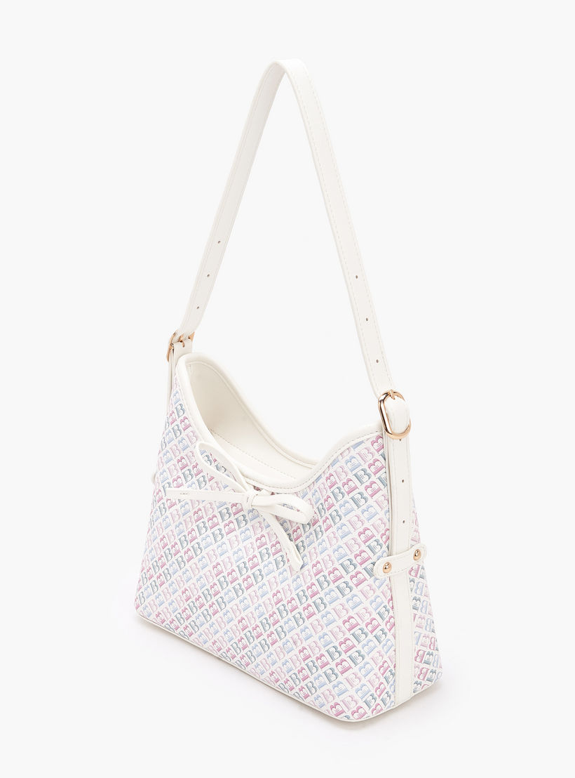 شنطة كتف بطبعات مونوجرام مع حزام قابل للتعديل للنساء من فلورا بيلا-women-bagsandwallets-handbags-image-6