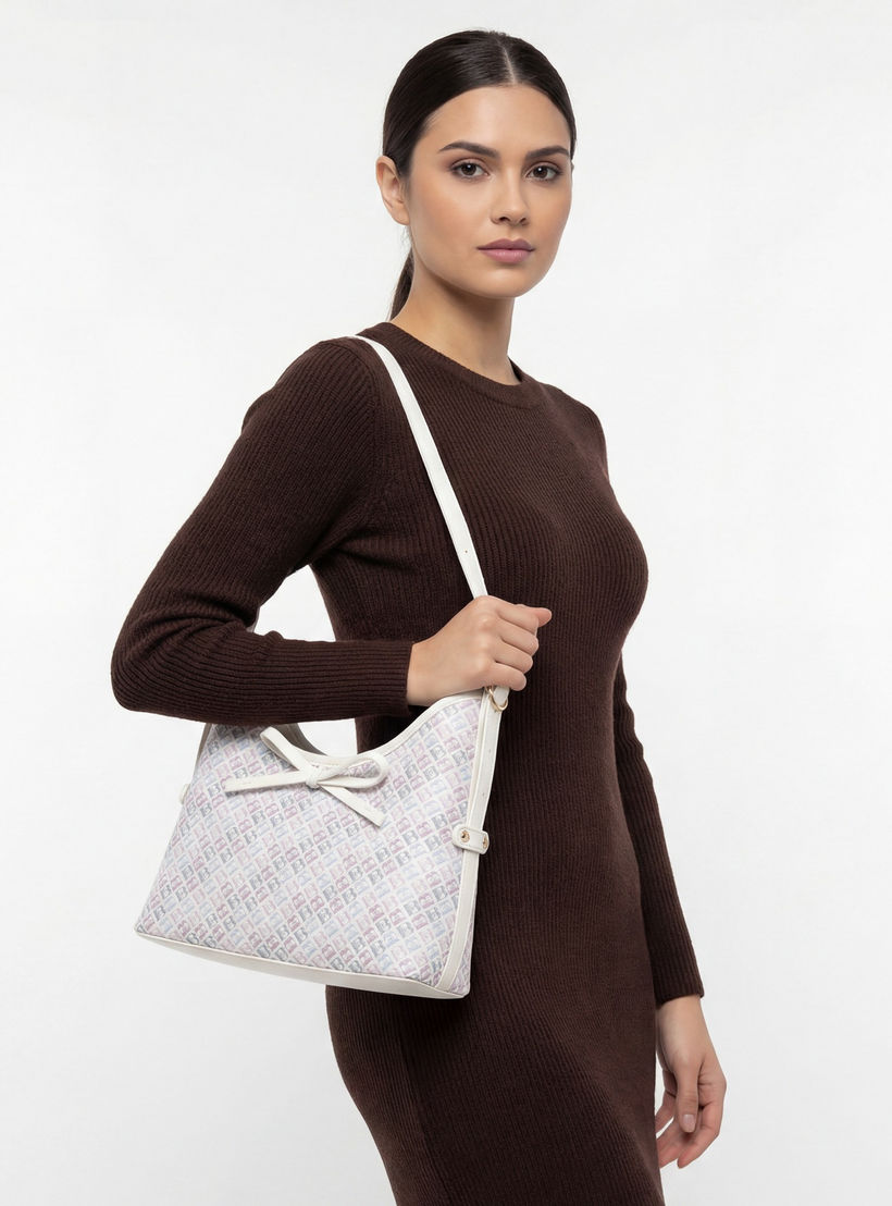 شنطة كتف بطبعات مونوجرام مع حزام قابل للتعديل للنساء من فلورا بيلا-women-bagsandwallets-handbags-image-2