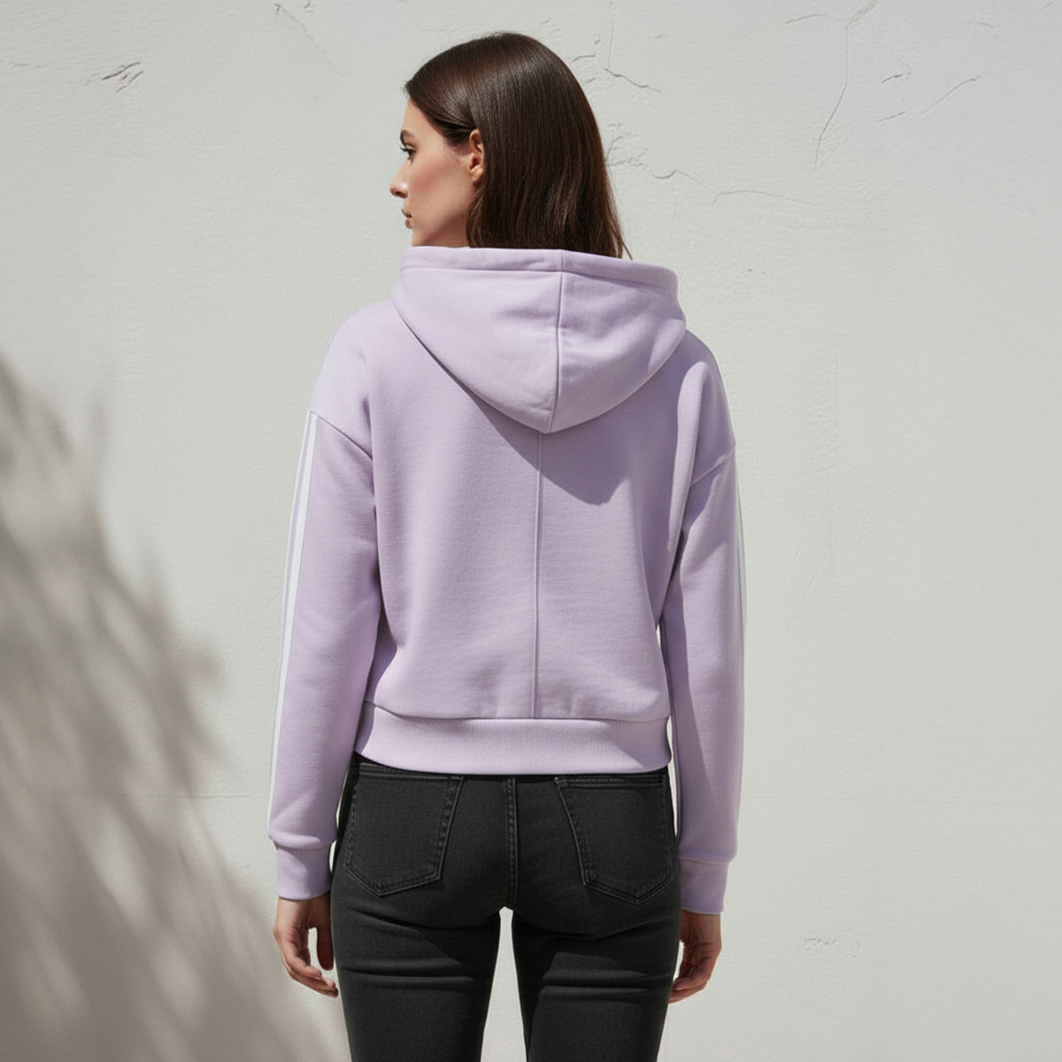 adidas Women's Essentials 3-Stripes French Terry Full-Zip Hoodie | OE-sports-women-clothing-hoodiesandsweatshirts-image-3