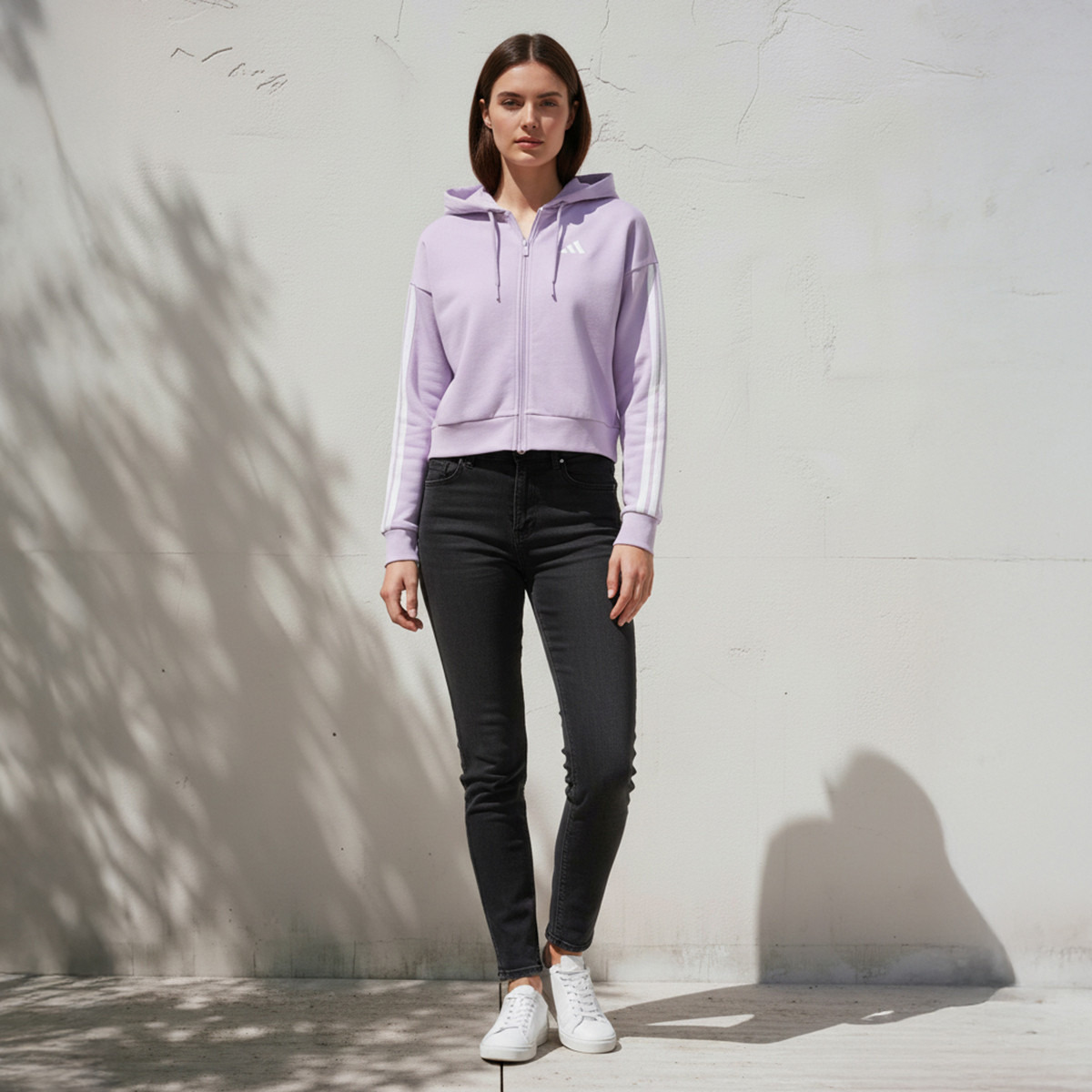 adidas Women's Essentials 3-Stripes French Terry Full-Zip Hoodie | OE-sports-women-clothing-hoodiesandsweatshirts-image-4