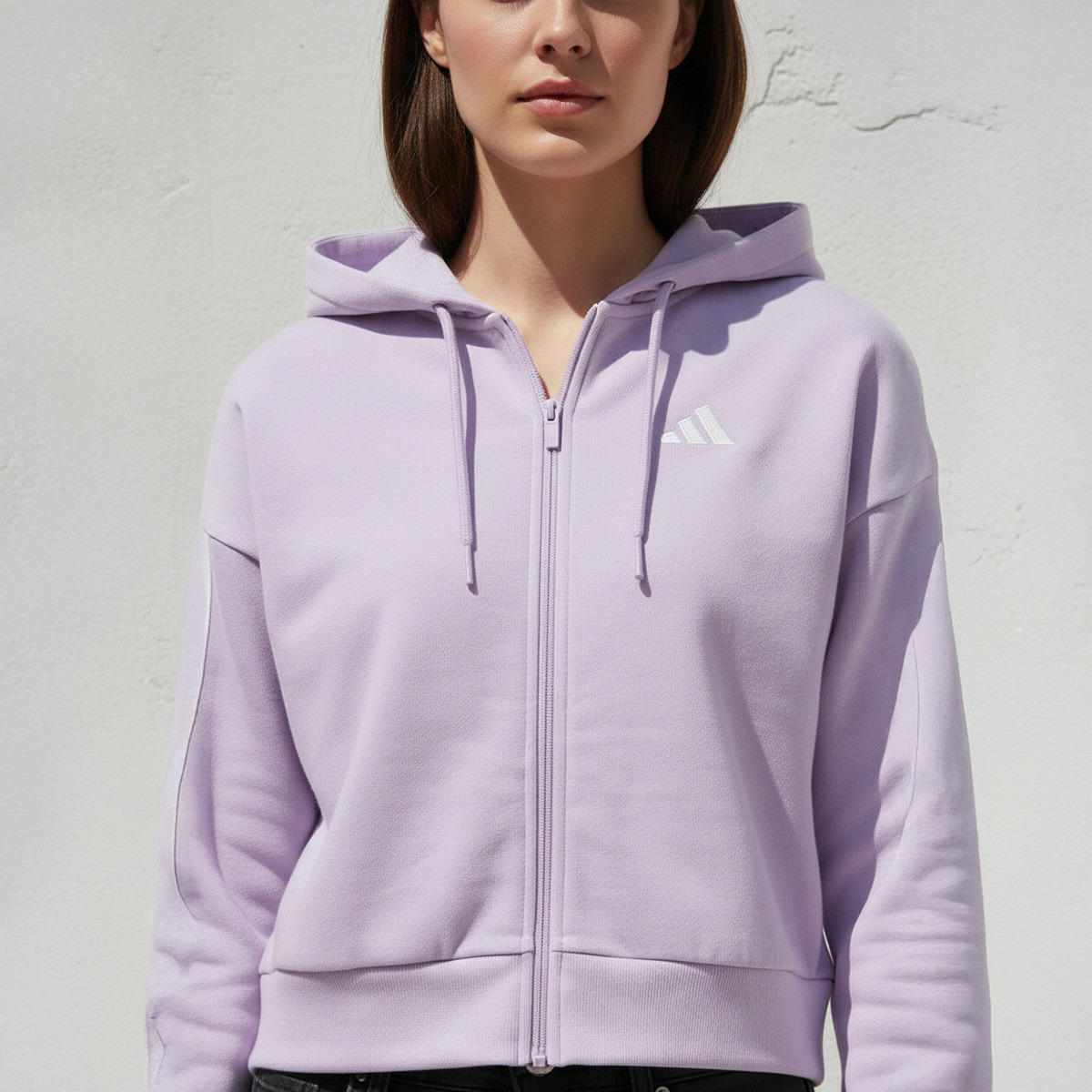 adidas Women's Essentials 3-Stripes French Terry Full-Zip Hoodie | OE-sports-women-clothing-hoodiesandsweatshirts-image-5