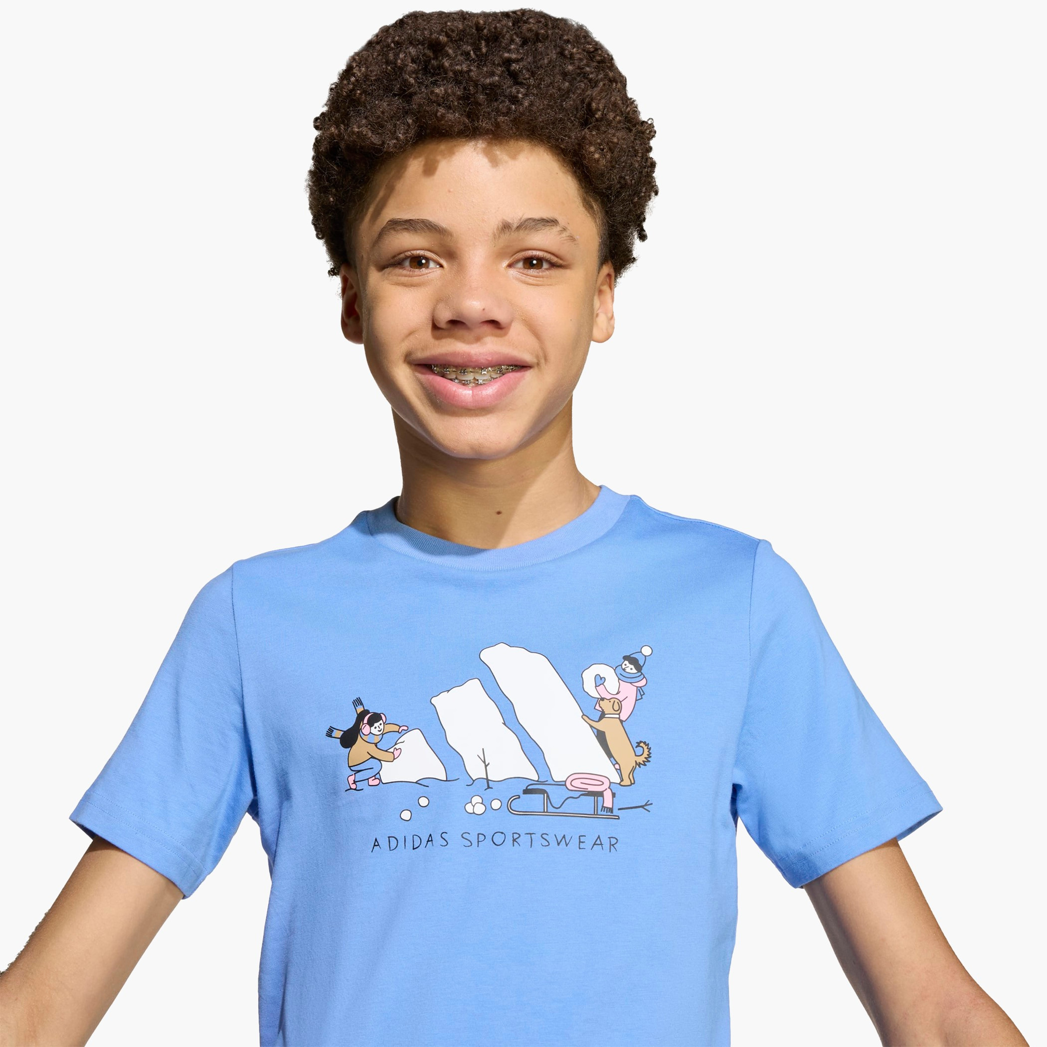 adidas Boys Crew Neck T-shirt with Logo Print - Cotton - Short Sleeves-sports-boys-clothing-tops-image-1
