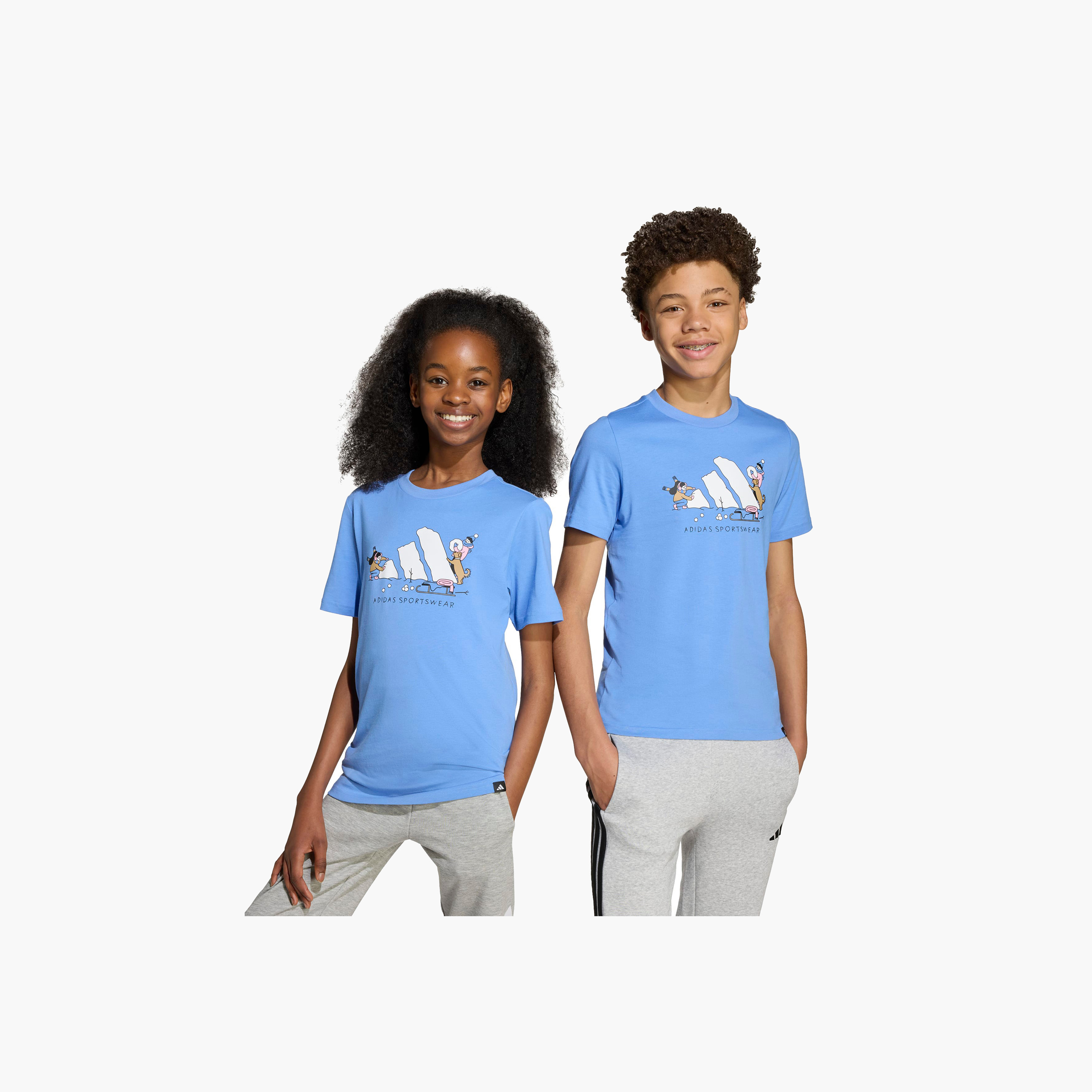 adidas Boys Crew Neck T-shirt with Logo Print - Cotton - Short Sleeves-sports-boys-clothing-tops-image-7