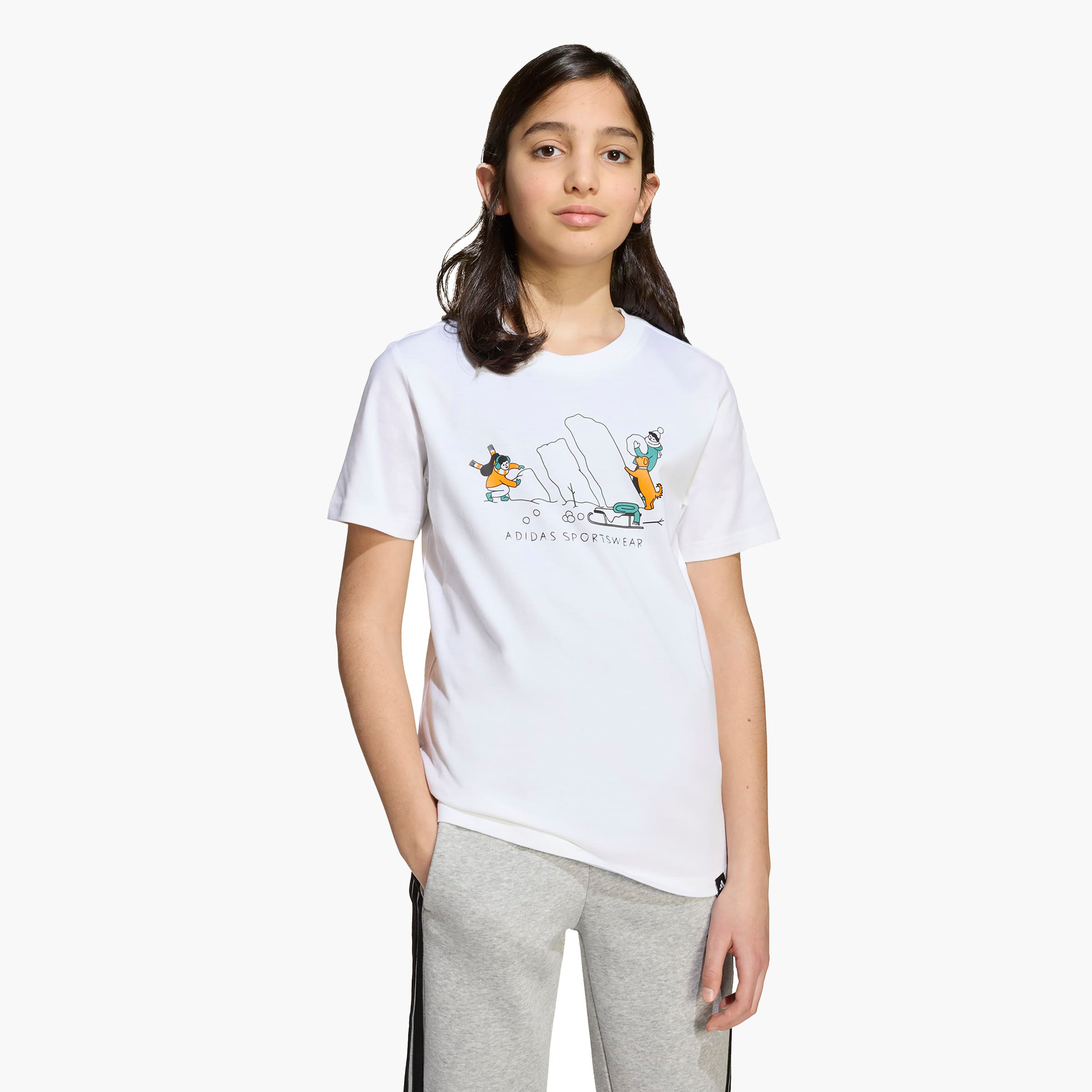 adidas Boys Crew Neck T-shirt with Logo Print - Cotton - Short Sleeves-sports-boys-clothing-tops-image-1