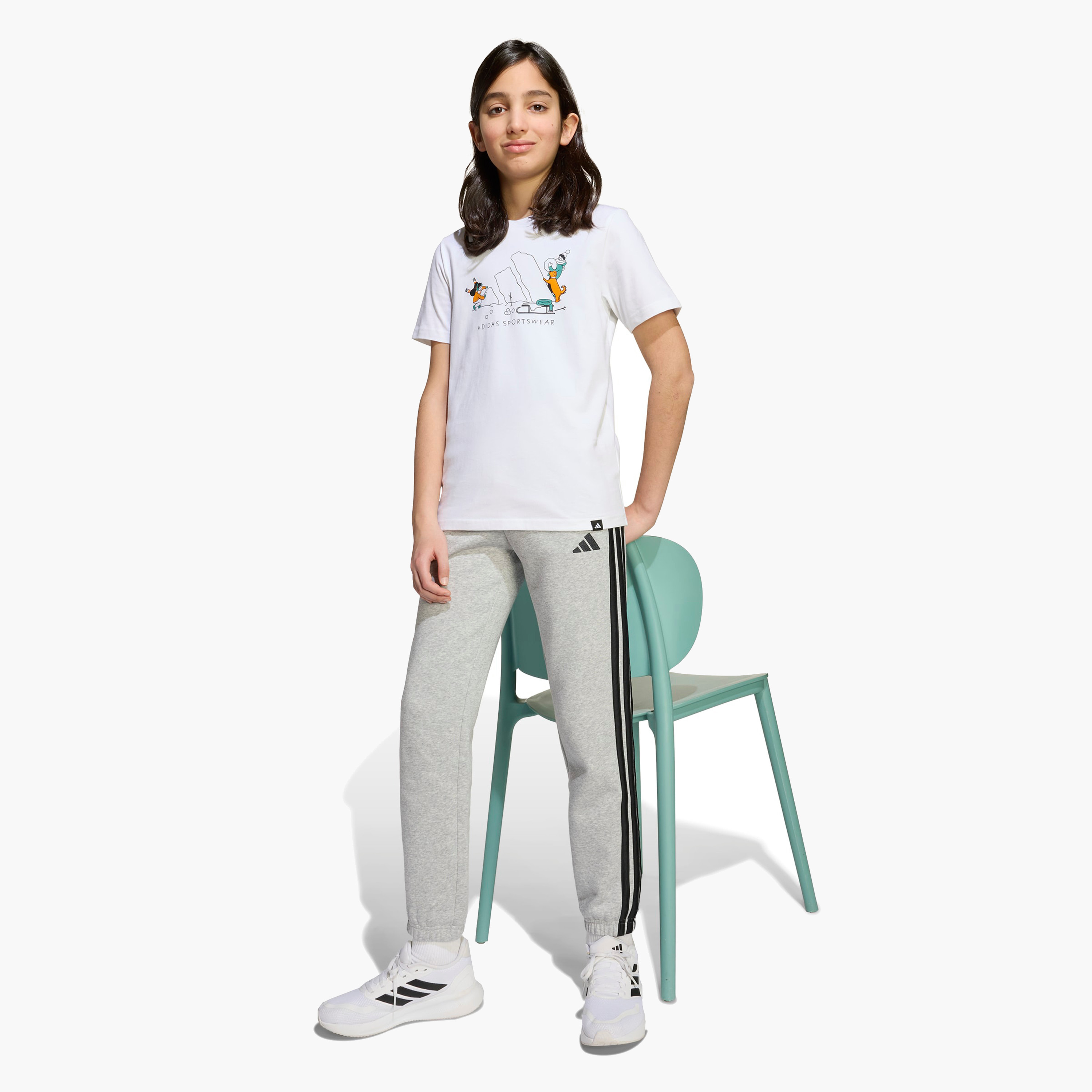 adidas Boys Crew Neck T-shirt with Logo Print - Cotton - Short Sleeves-sports-boys-clothing-tops-image-3