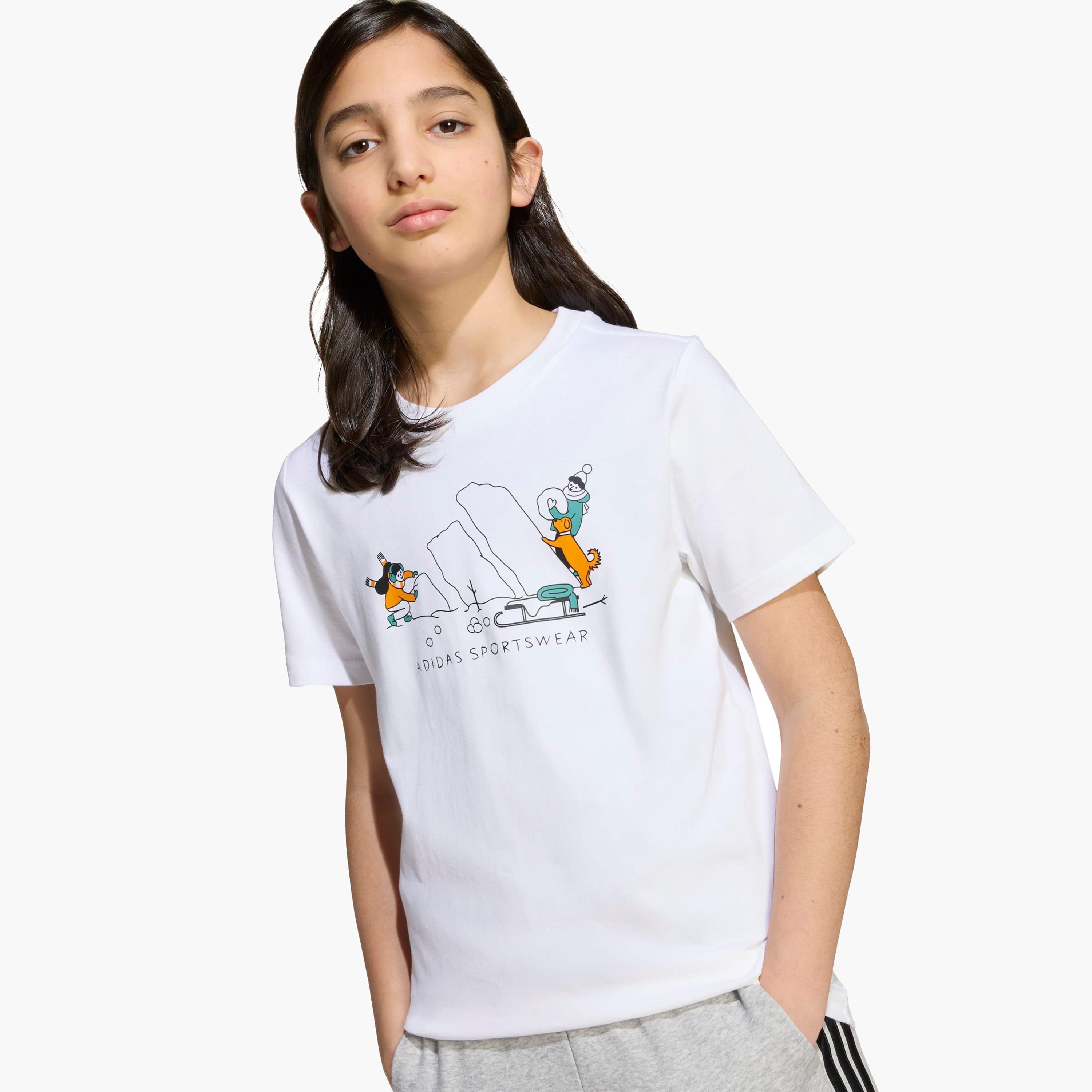 adidas Boys Crew Neck T-shirt with Logo Print - Cotton - Short Sleeves-sports-boys-clothing-tops-image-4