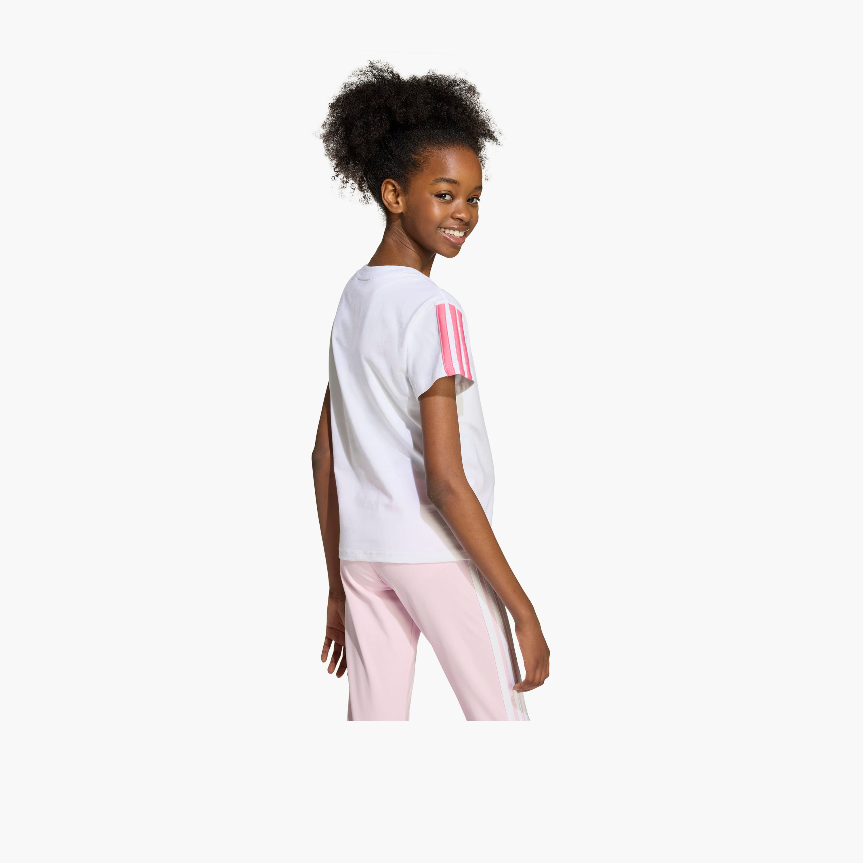 adidas Round Neck Short Sleeves T-shirt with Logo Print-girls-clothing-tshirts-image-3