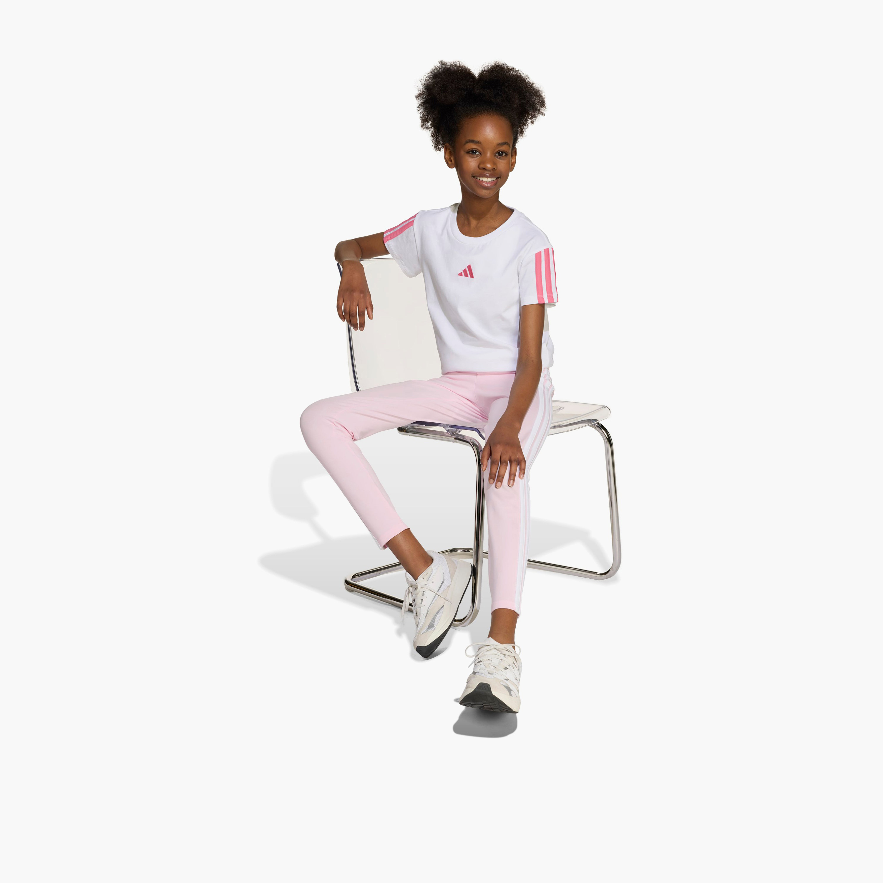 adidas Round Neck Short Sleeves T-shirt with Logo Print-girls-clothing-tshirts-image-4