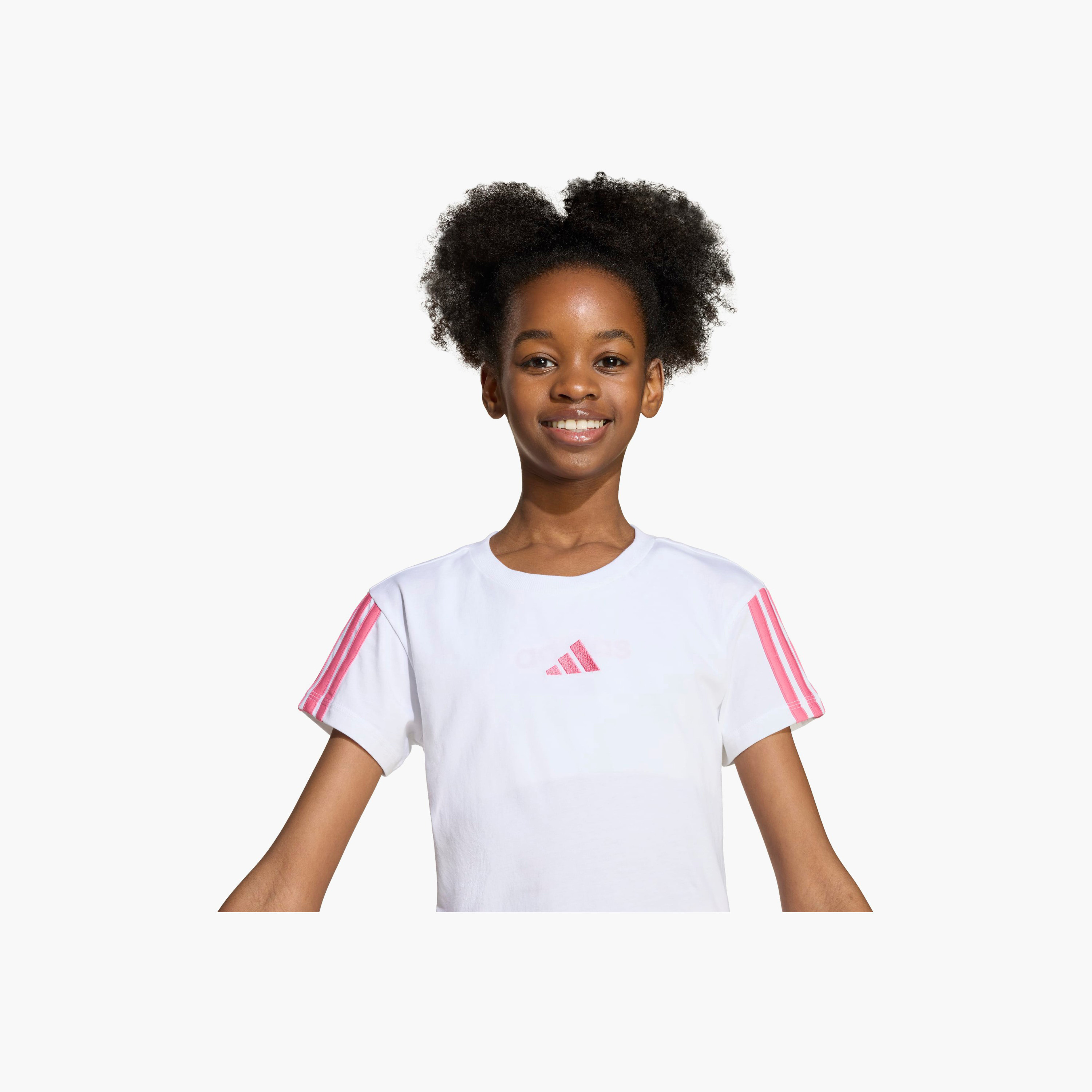 adidas Round Neck Short Sleeves T-shirt with Logo Print-girls-clothing-tshirts-image-5